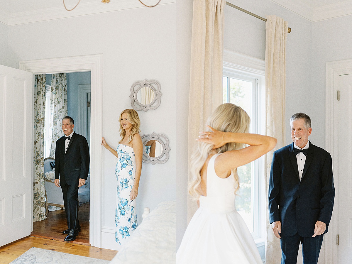 dad seeing bride for the first time captured by Lynne Reznick Photography