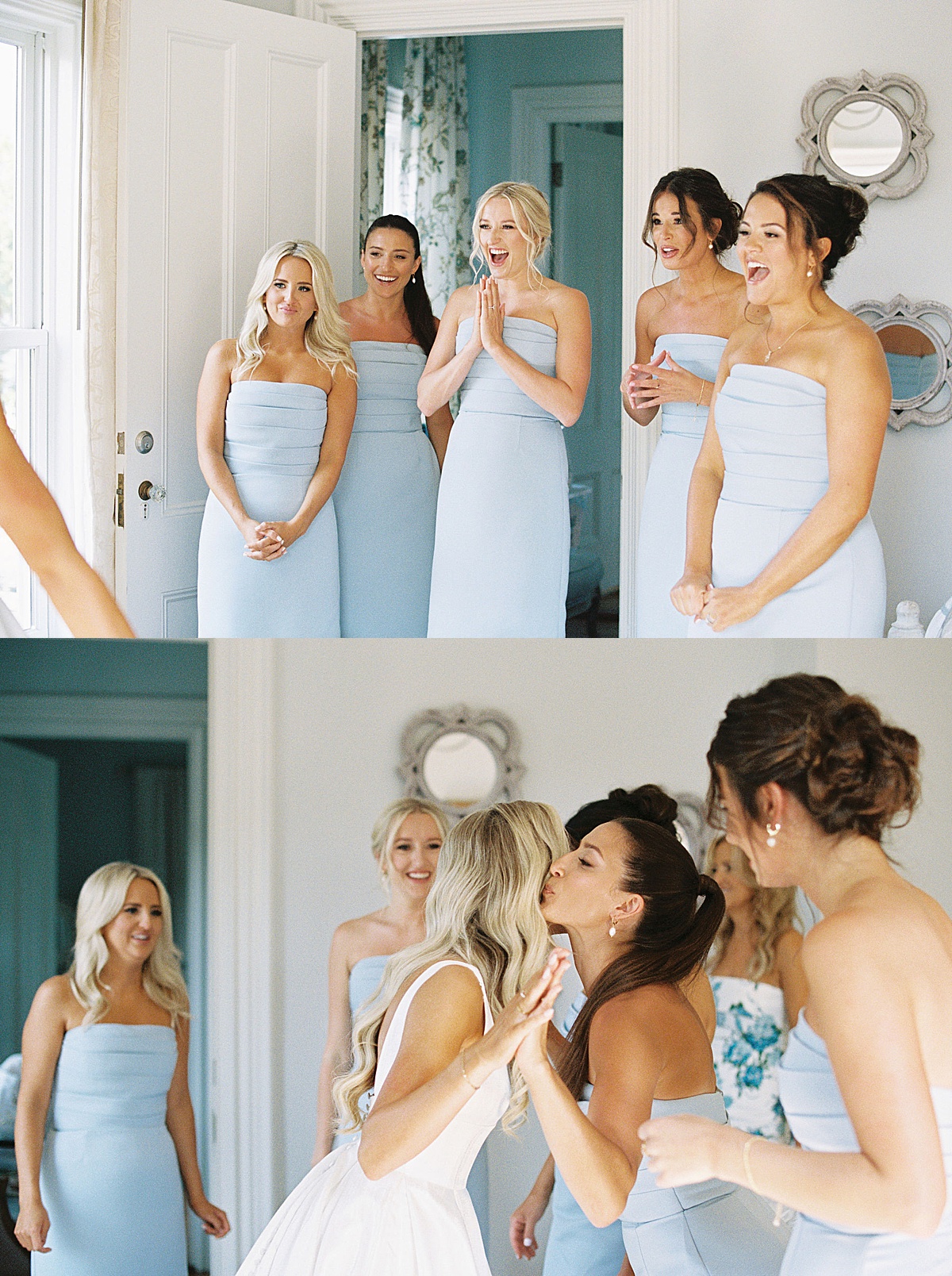 bridesmaids seeing bride for the first time for a Cape Cod Wedding 