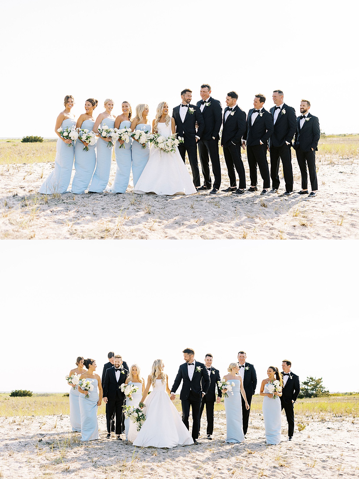 Bridal party cheering on couple captured by Cape Cod Wedding Photographer