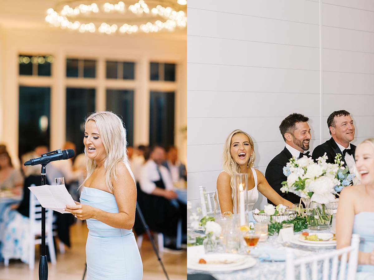 maid of honor giving speech at Cape Cod Wedding