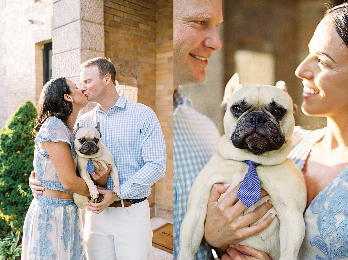 women and man holding dog during their engagement shoot with Lynne Reznick photography