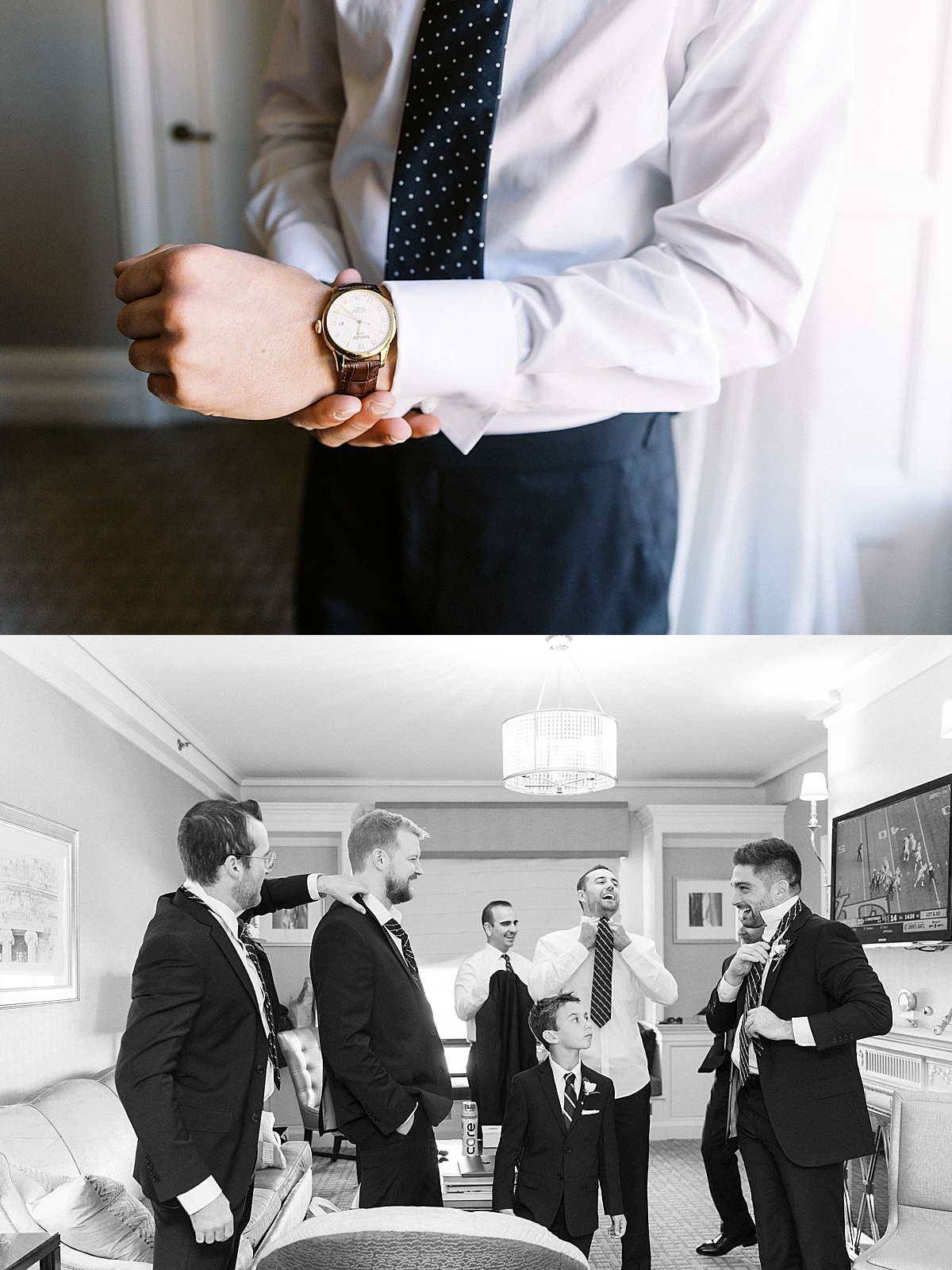 men getting ready for a wedding captured by Lynne Reznick Photography