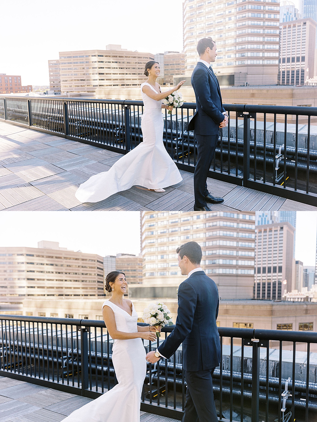 Bride and groom do first look captured by Boston Wedding Photographer