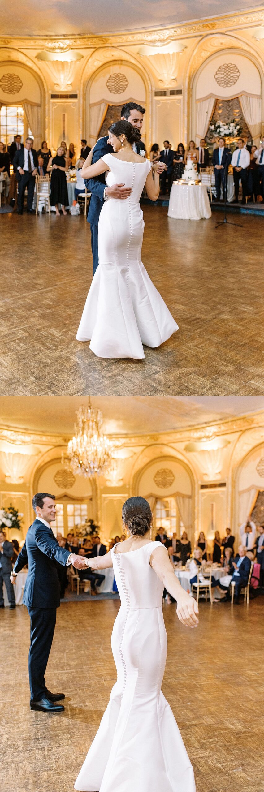 bride and groom dancing at the Fairmont Copley 