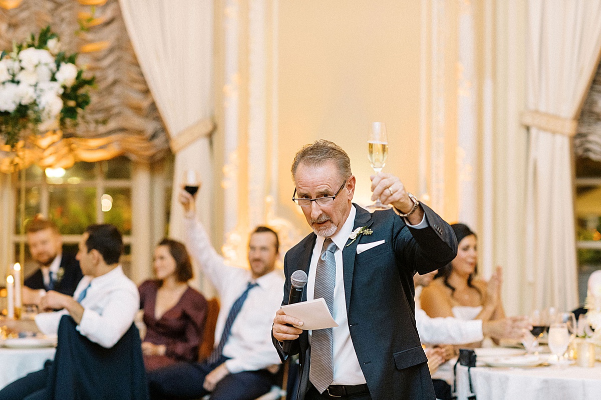 brides dad giving a cheers captured by Boston Wedding Photographer