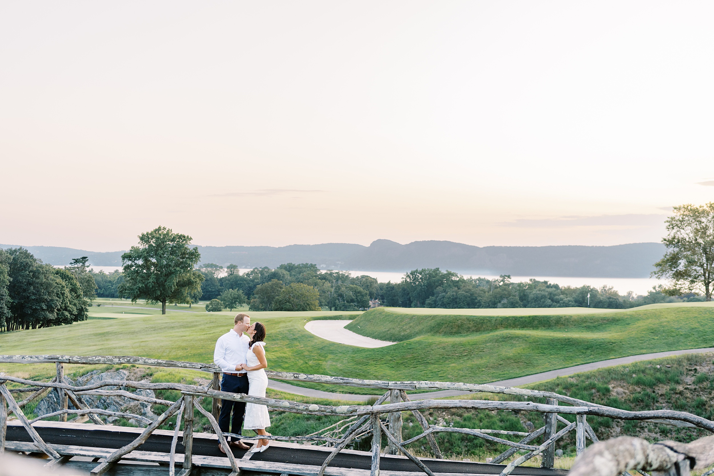 sleepy hollow country club sunset engagement session on the Hudson river in NY