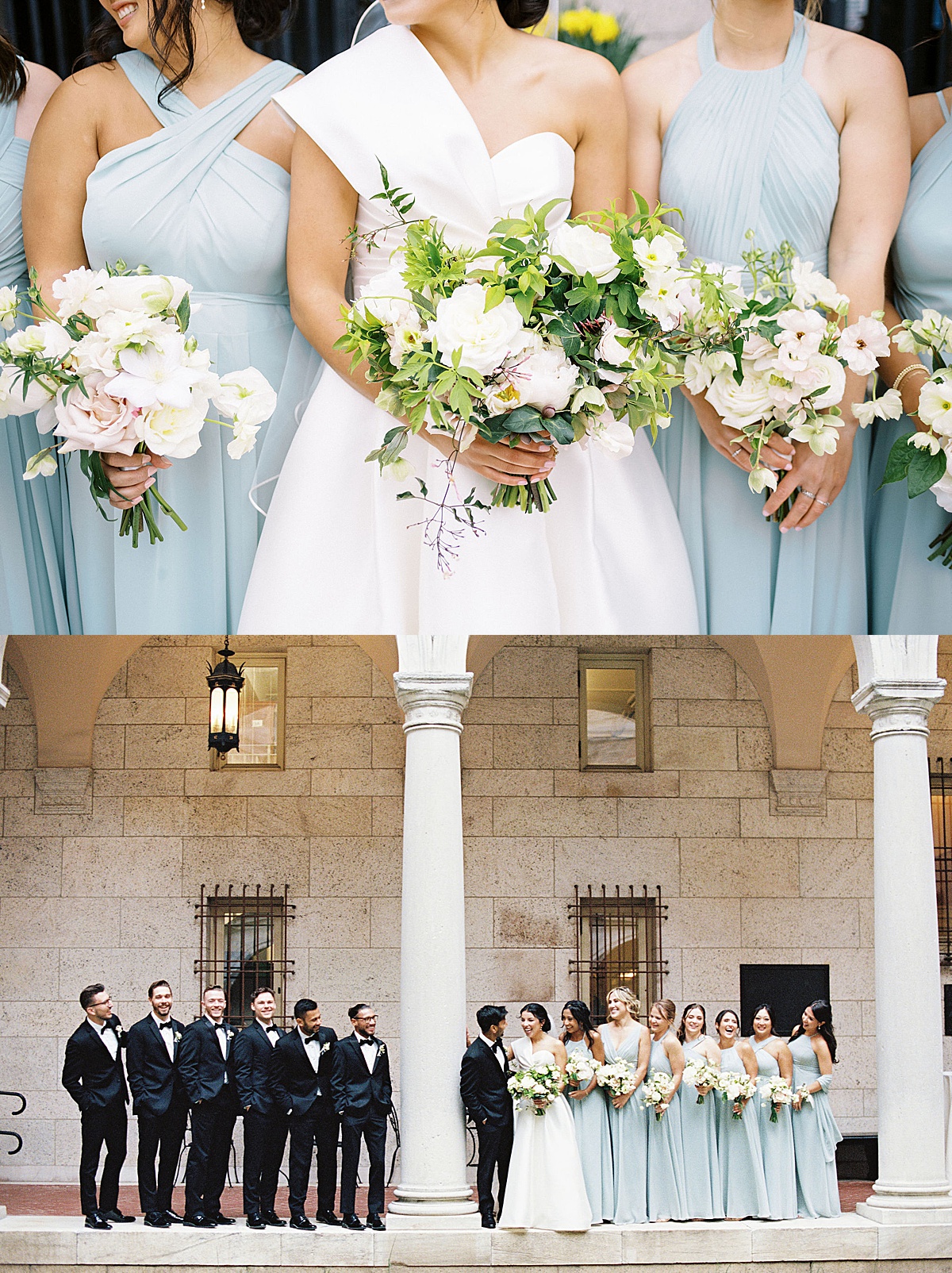 bridal party images with blue dresses photos by Lynne Reznick Photography 