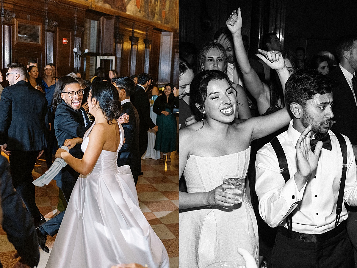 bride dancing during her Public Library Wedding