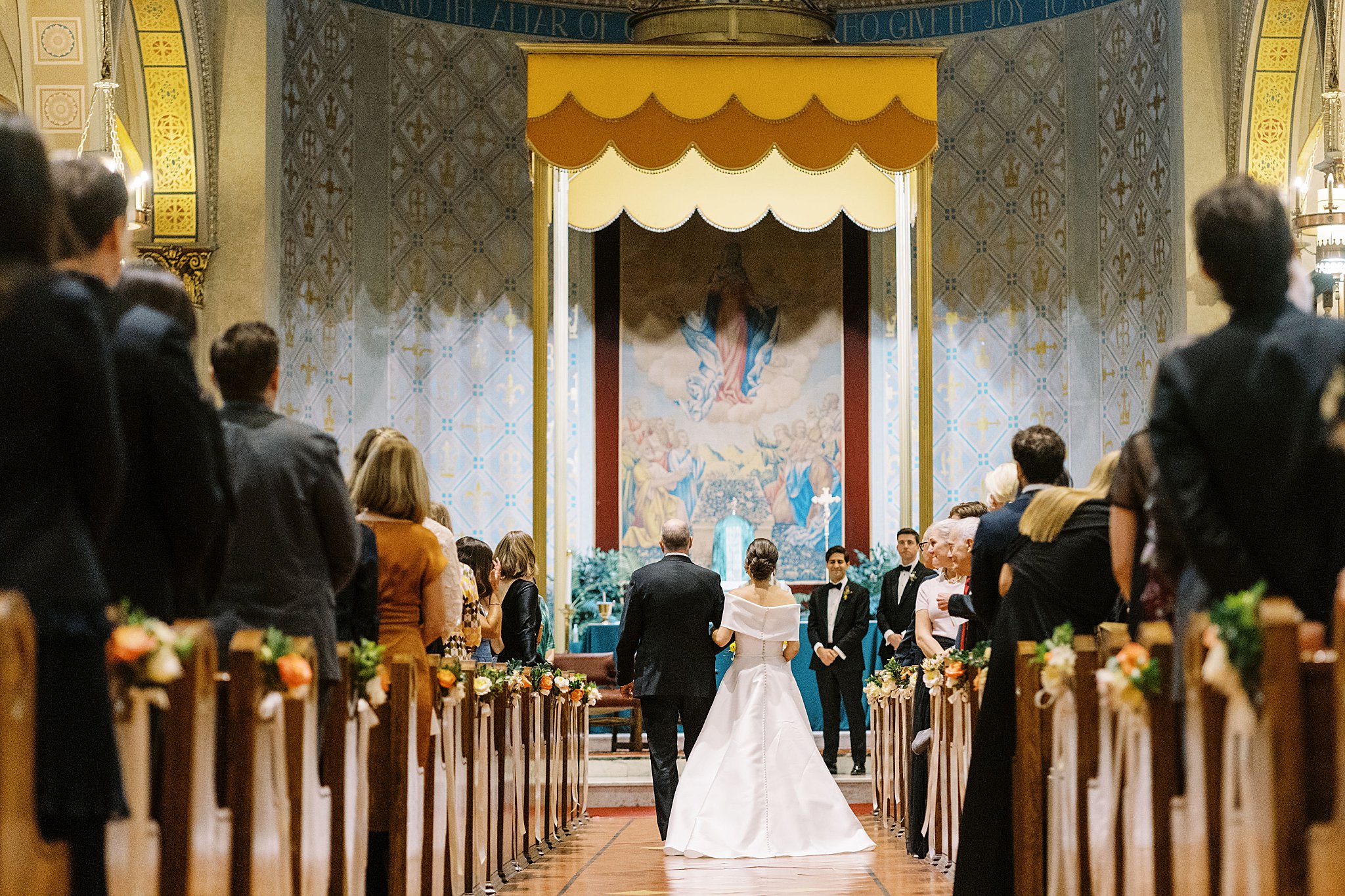 father of the bride walks daughter down aisle by Lynne Reznick Photography