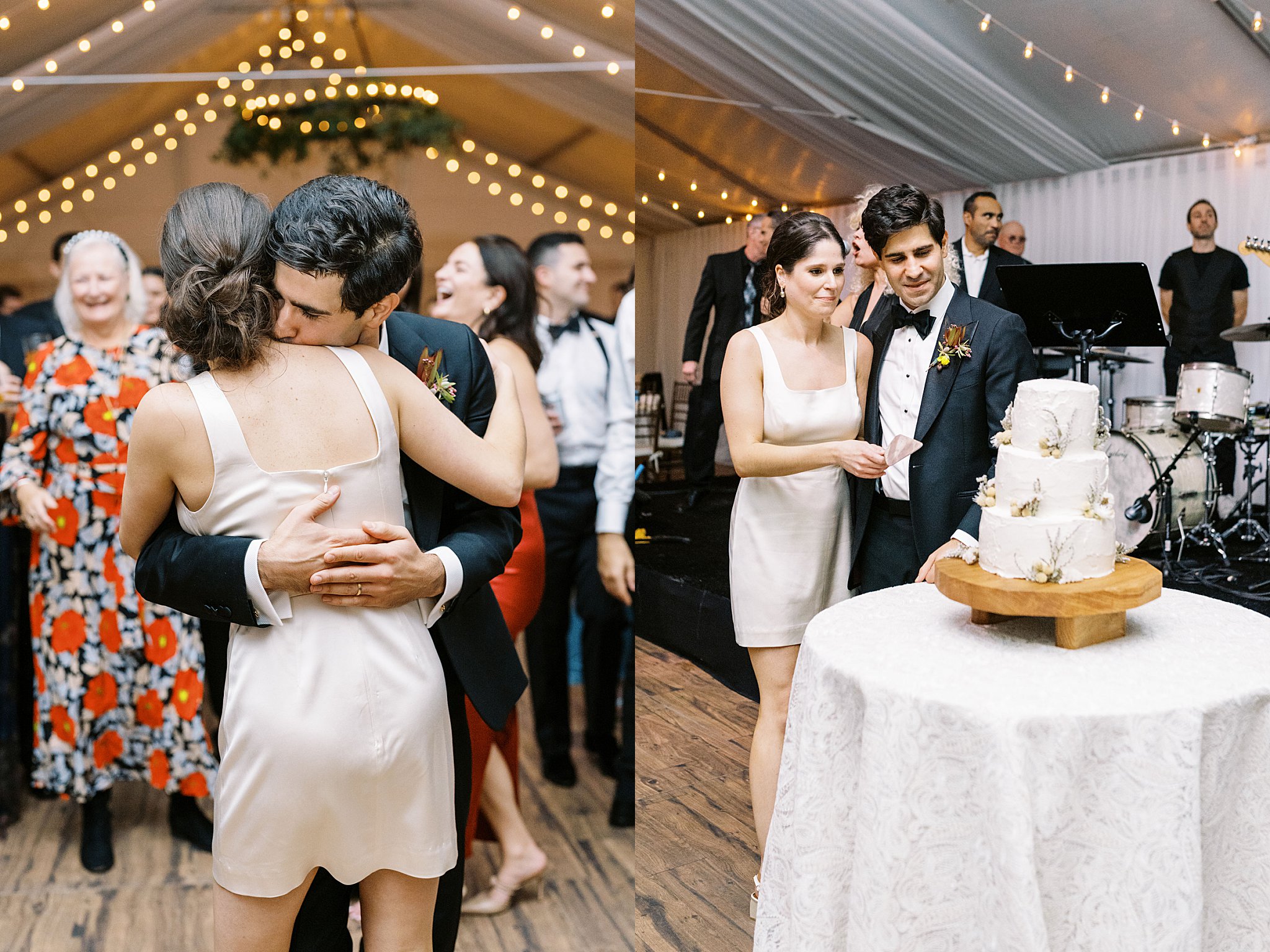 couple cuts cake by NYC wedding photographer 