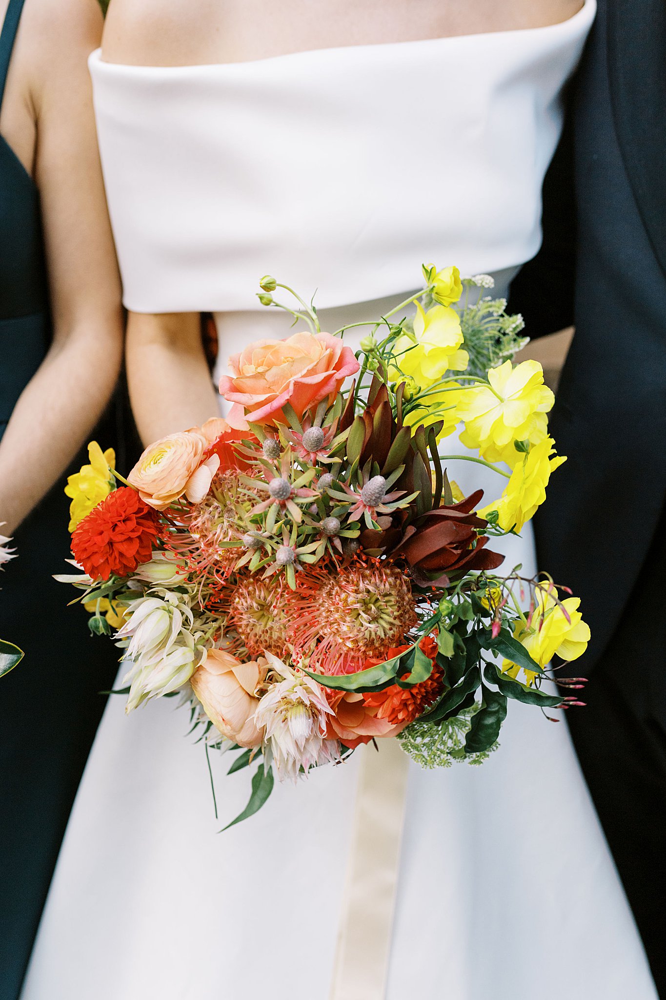 beautiful florals held by bride at Brooklyn Heights Casino