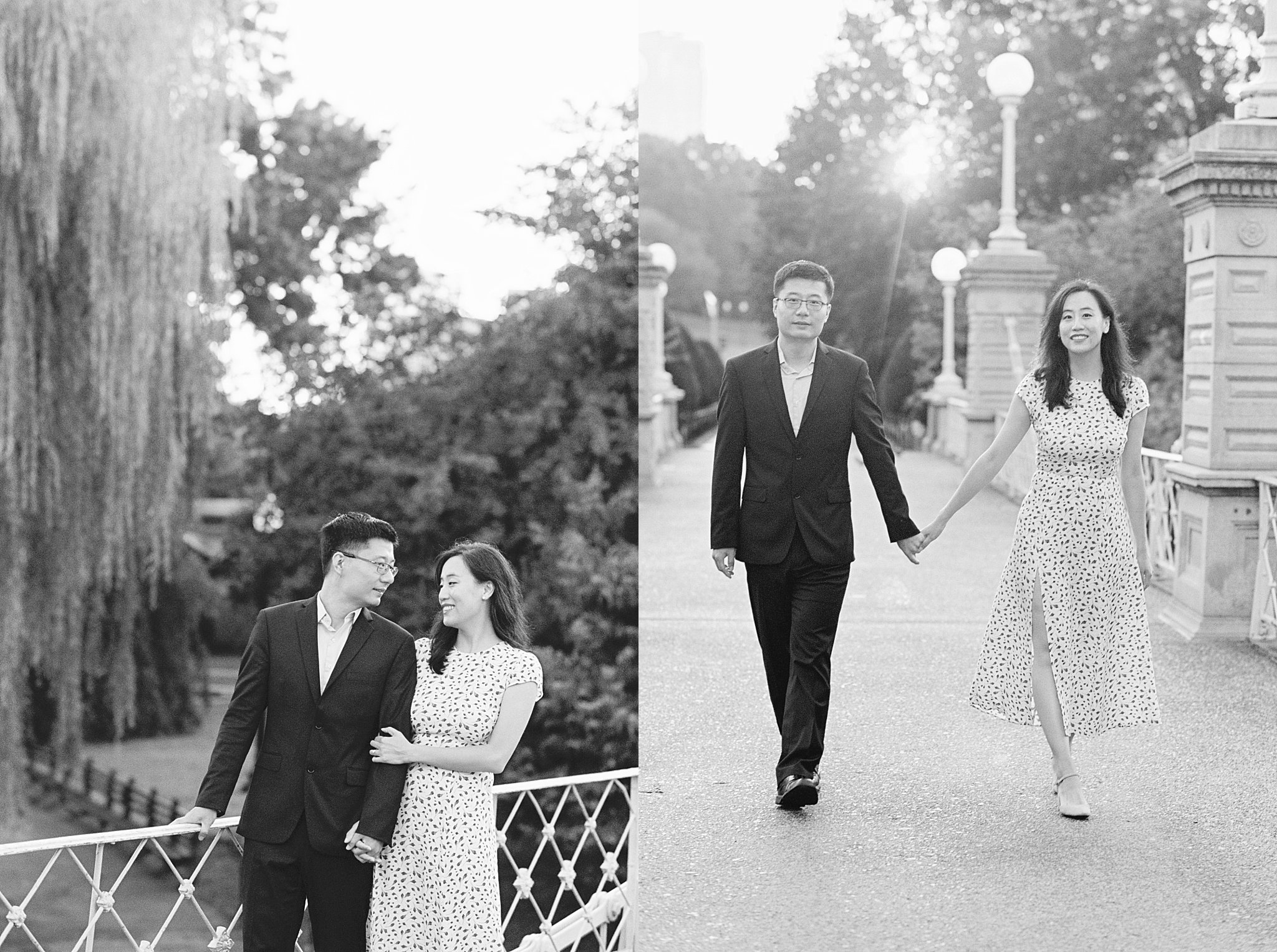 married couple walks across bridge together by Lynne Reznick Photography