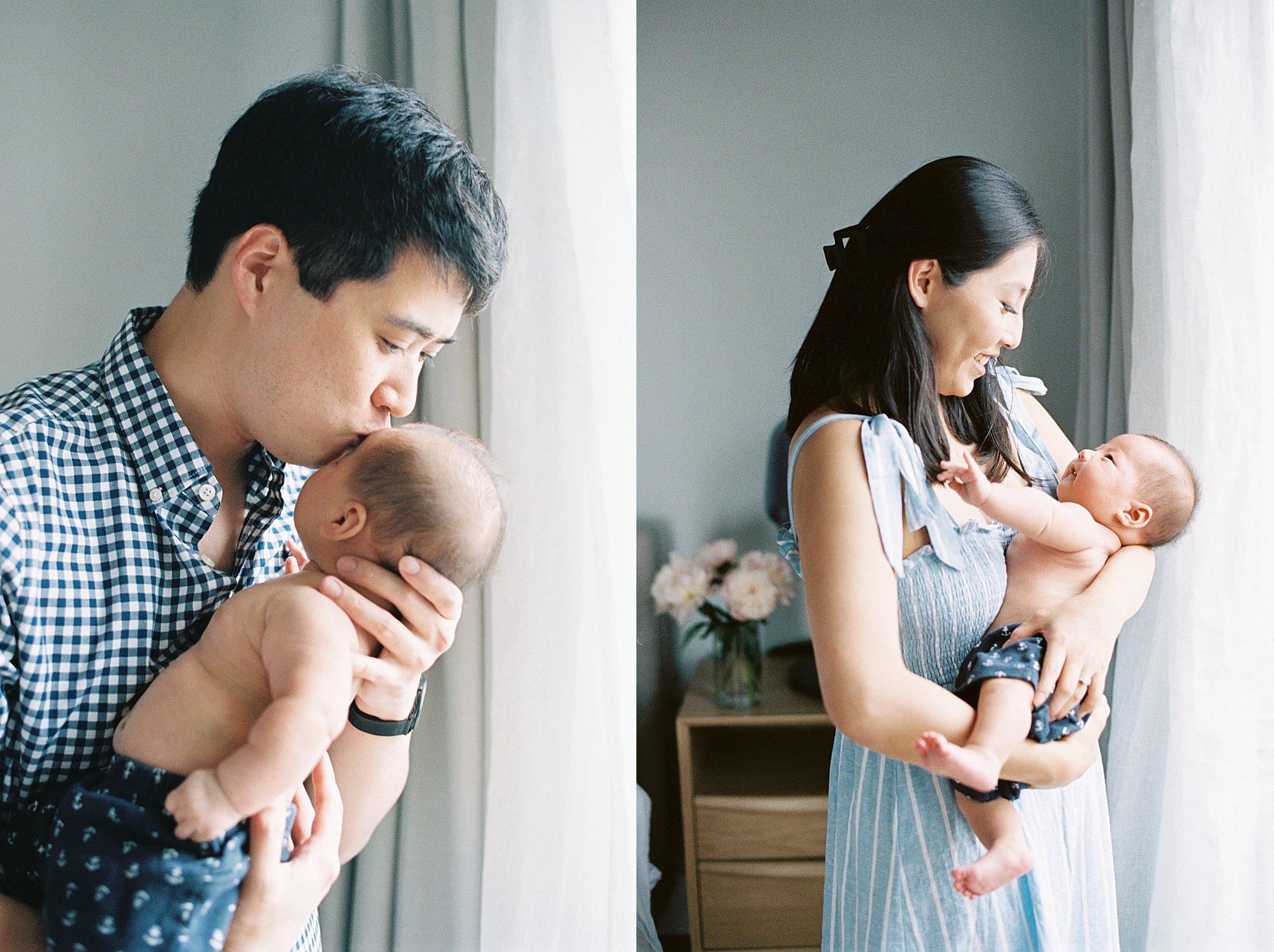 father kisses son during in-home lifestyle session