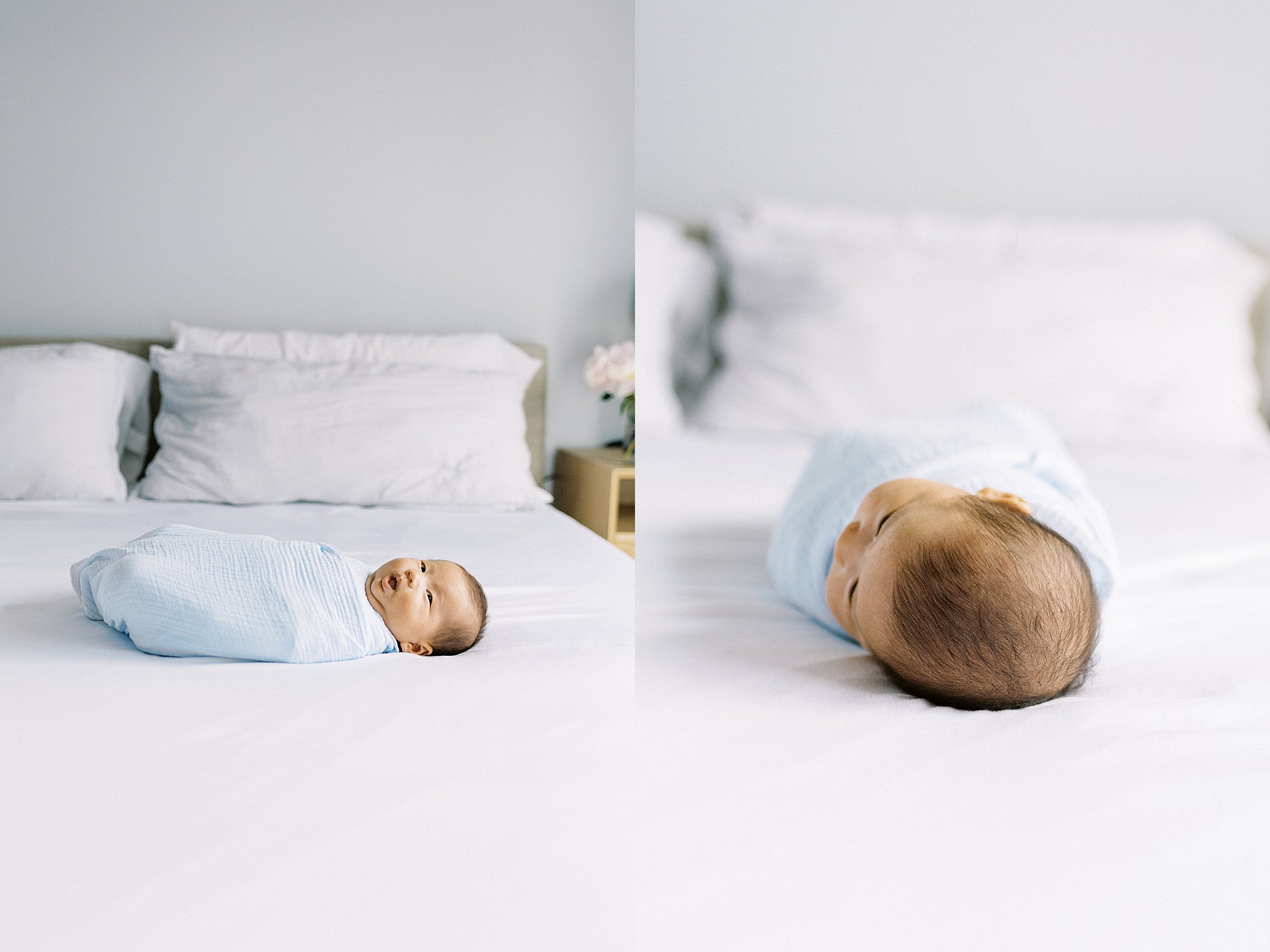 details of swaddled baby during in-home lifestyle session