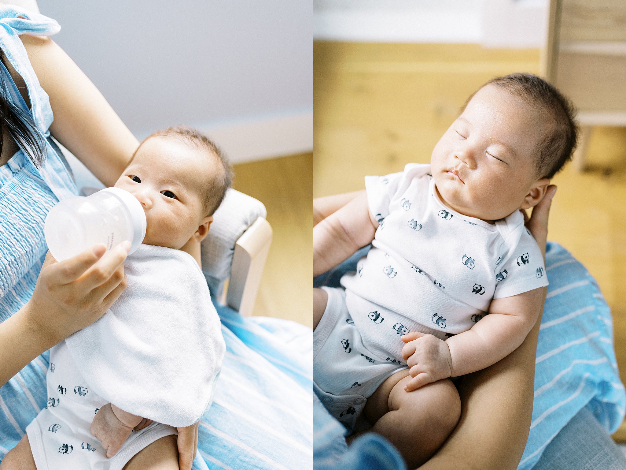 mom feeds baby boy by Lynne Reznick Photography