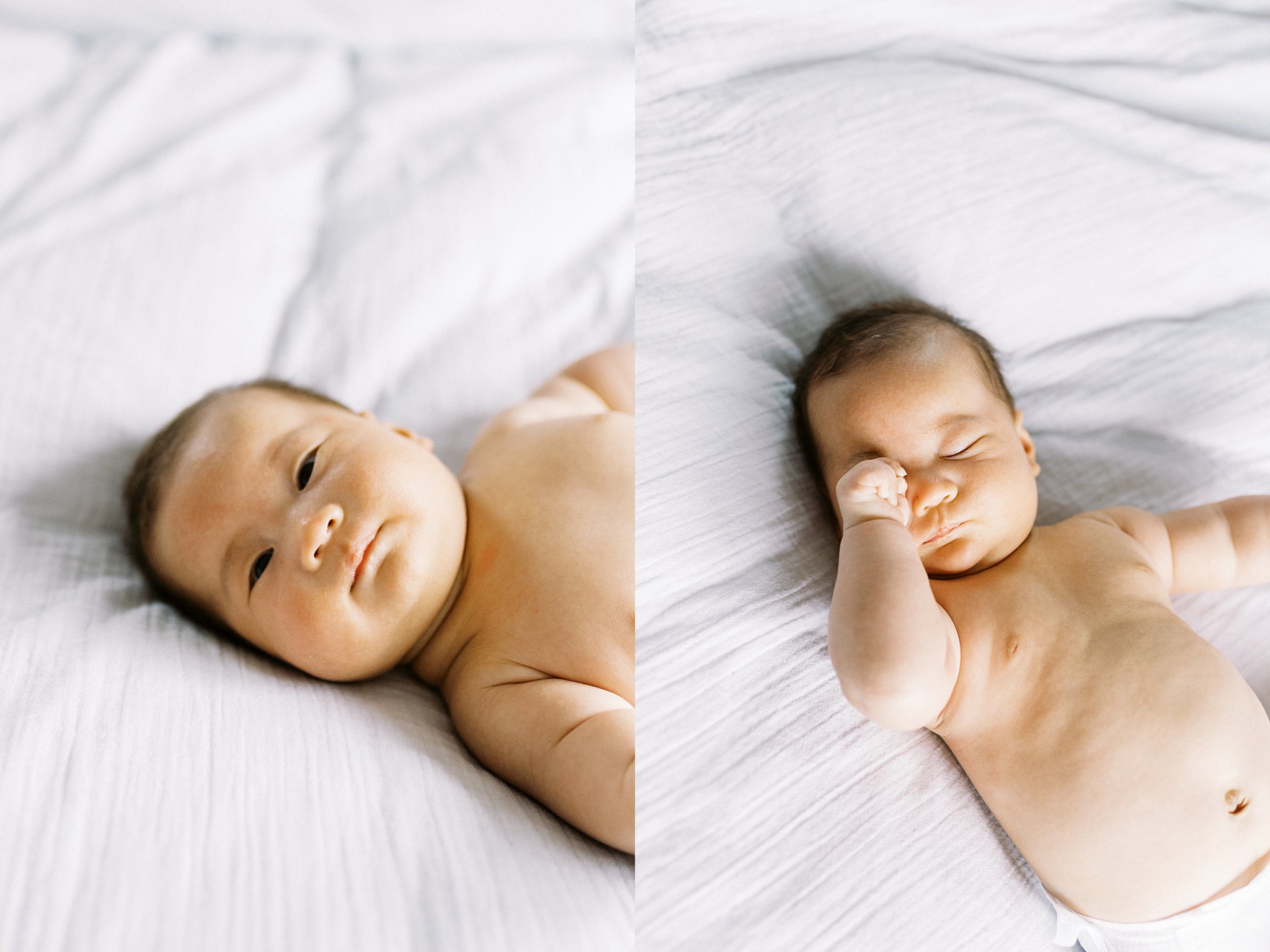 baby rubs eyes as he lays down by in-home lifestyle session