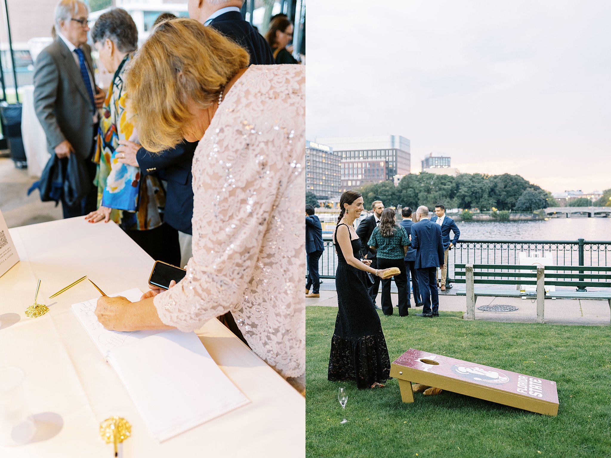 woman signs guest book by Lynne Reznick Photography