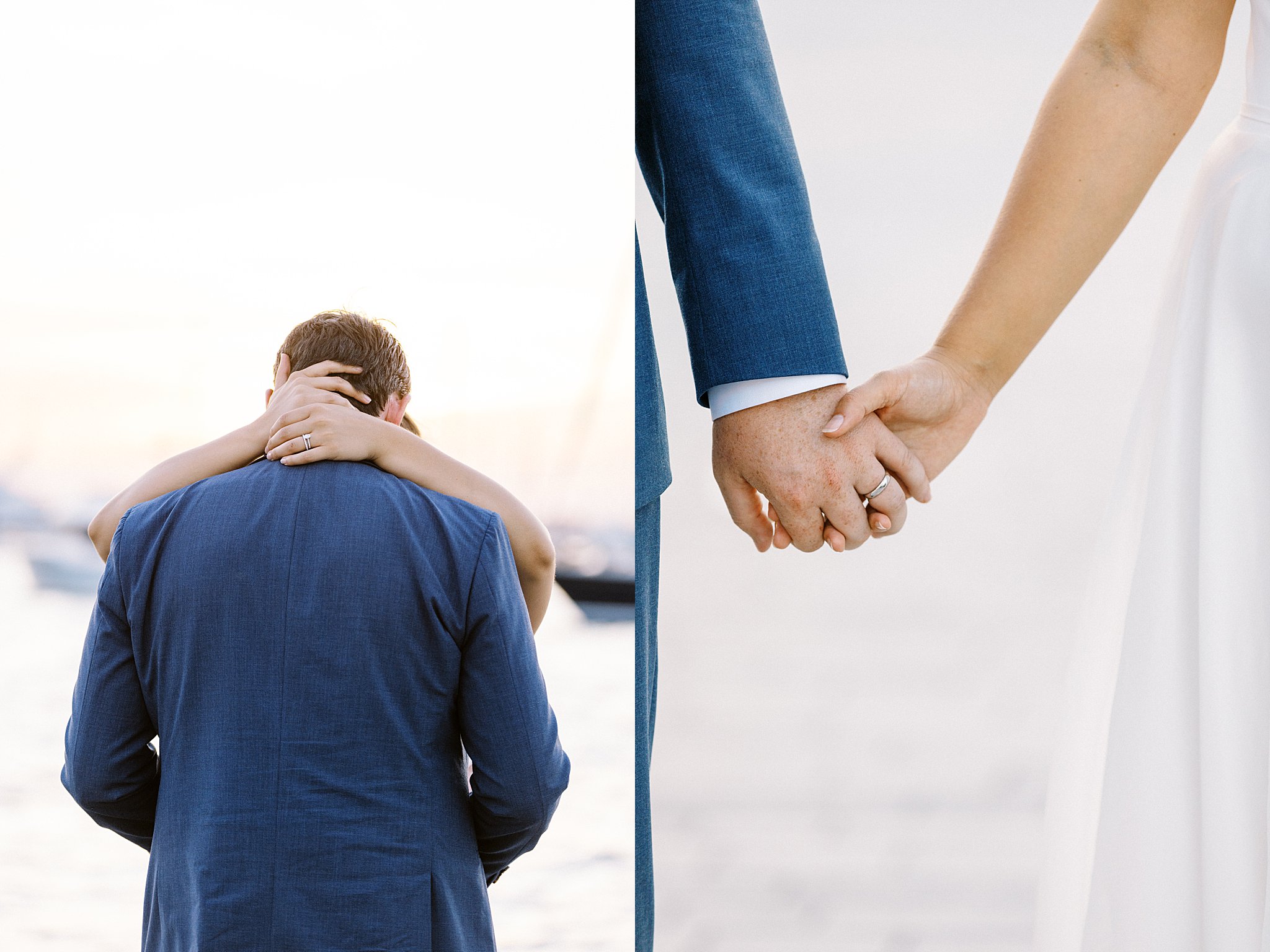 couple holds hands by Boston wedding photographer