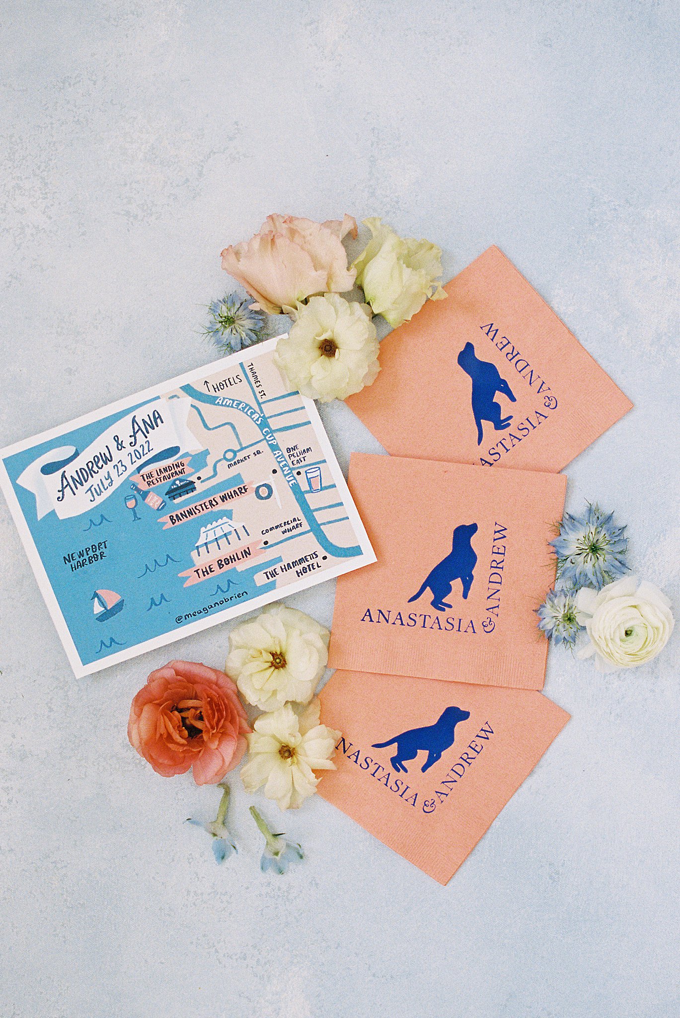 personalized napkins include couple's dog by Lynne Reznick Photography