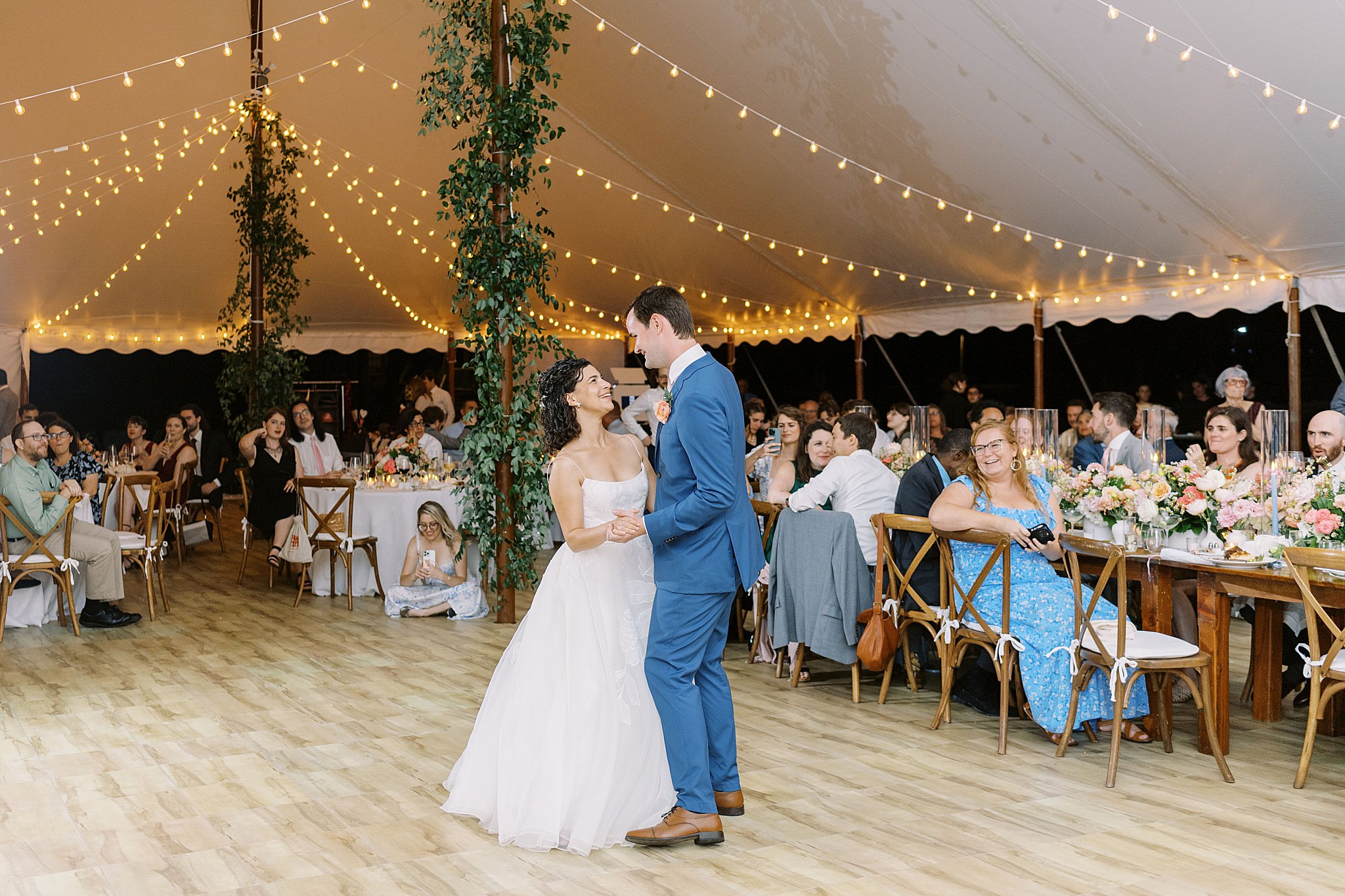 guest watch as newlyweds dance by Boston wedding photographer