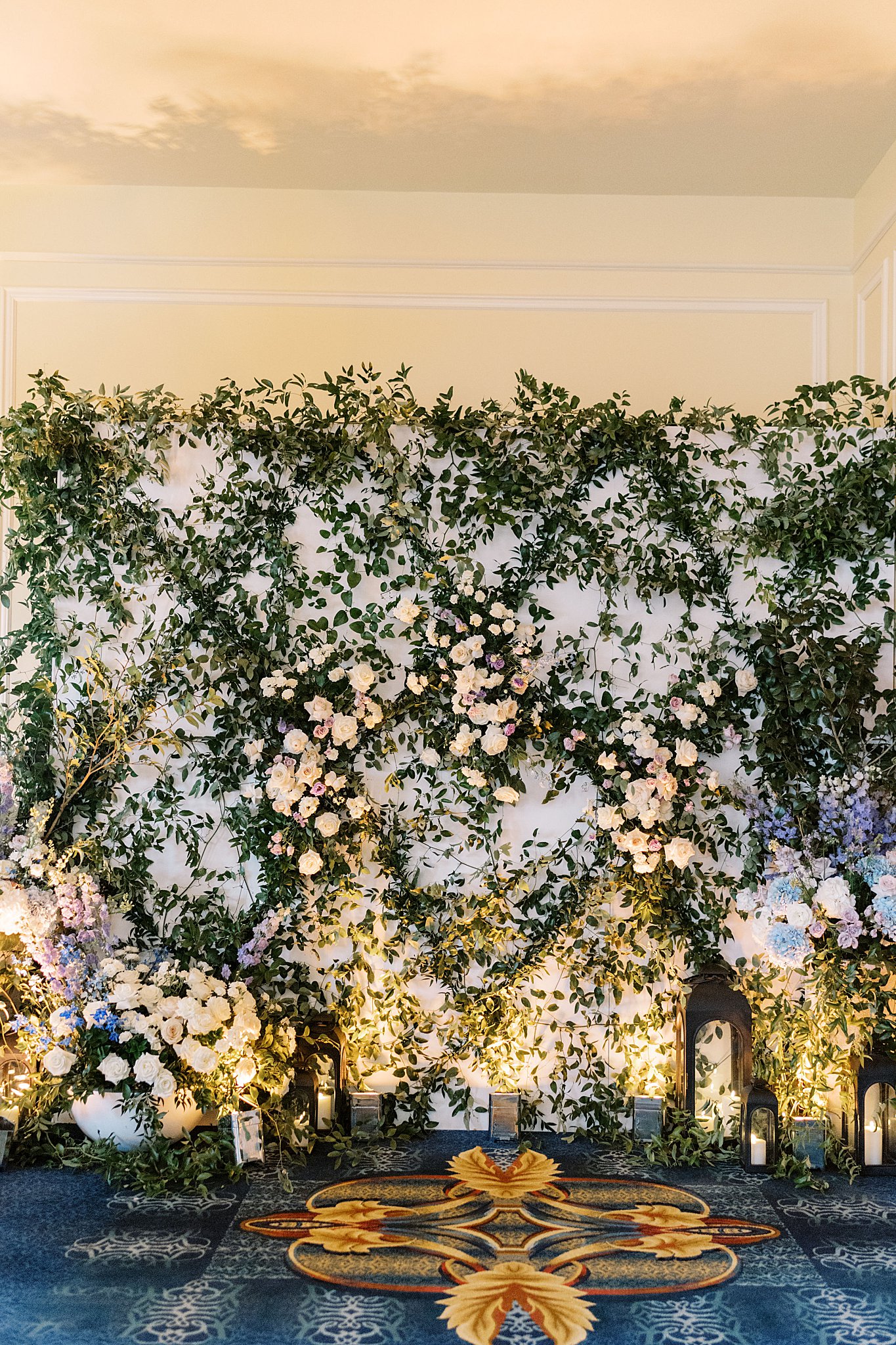 lattice flower wall for selfies at reception by Lynne Reznick Photography 