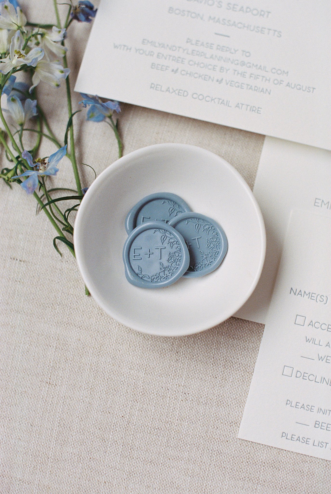 wax seal details for menus by Lynne Reznick Photography 