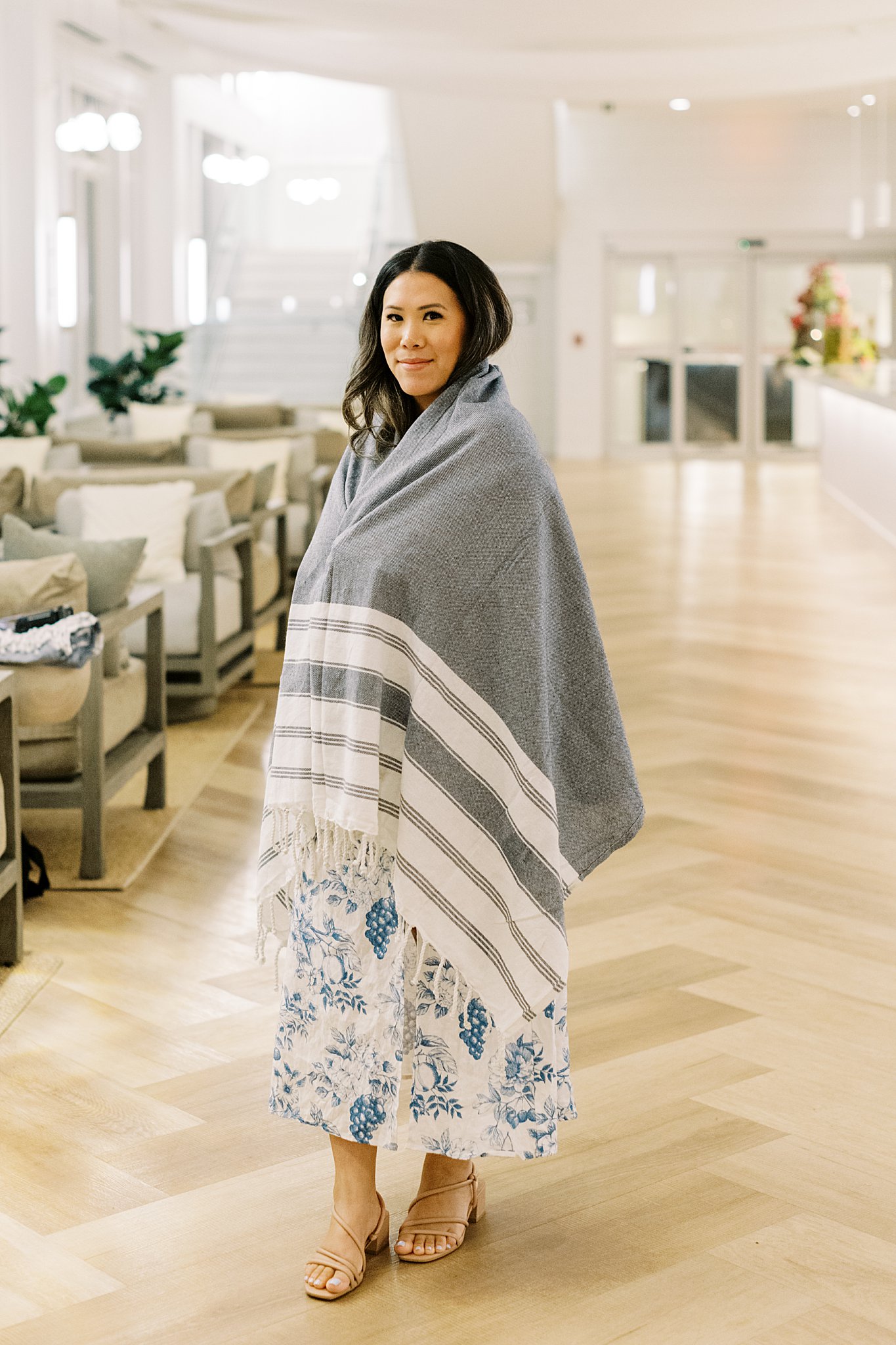 woman is wrapped in Turkish Towel by Lynne Reznick Photography