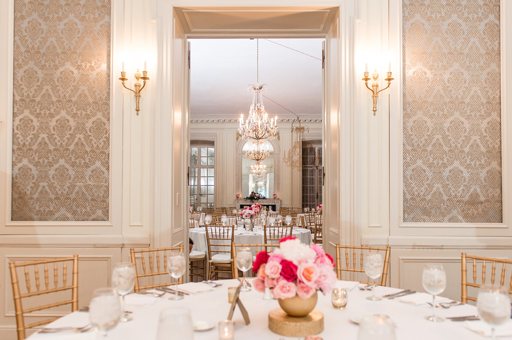 grand ballroom with gold accents included in 8 European-inspired Wedding Venues in New England 