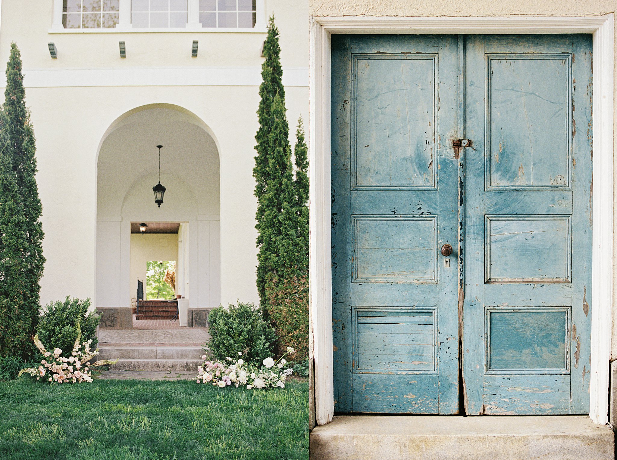 blue, weathered door by Lynne Reznick Photography