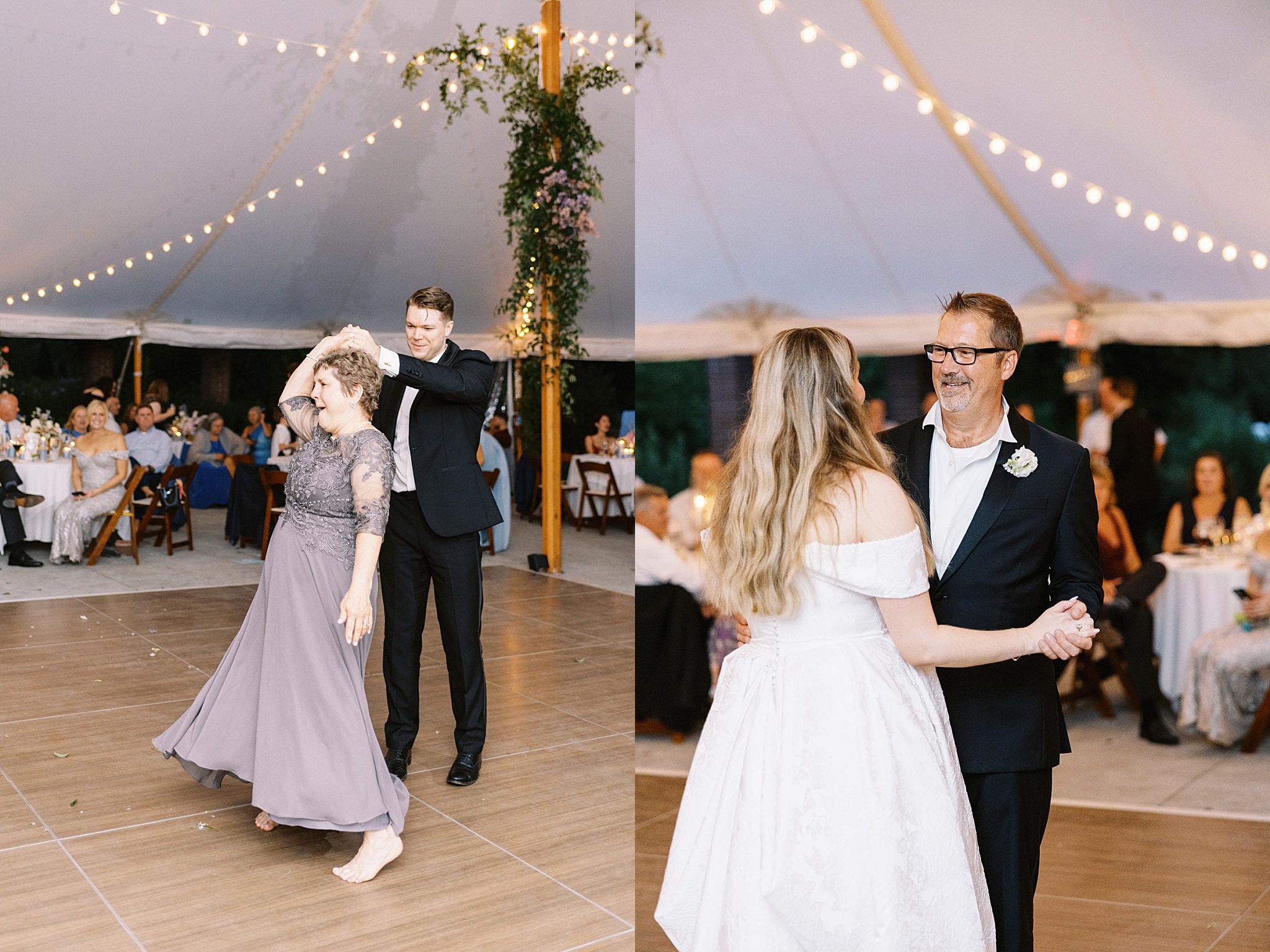 father daughter and mother son dance at wedding reception by Lynne Reznick Photography