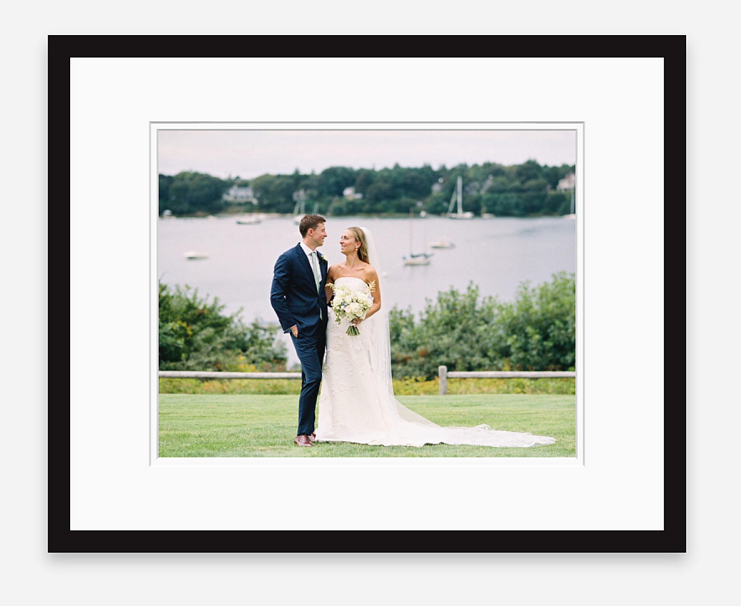 husband and wife portrait in a black frame by New England Photographer