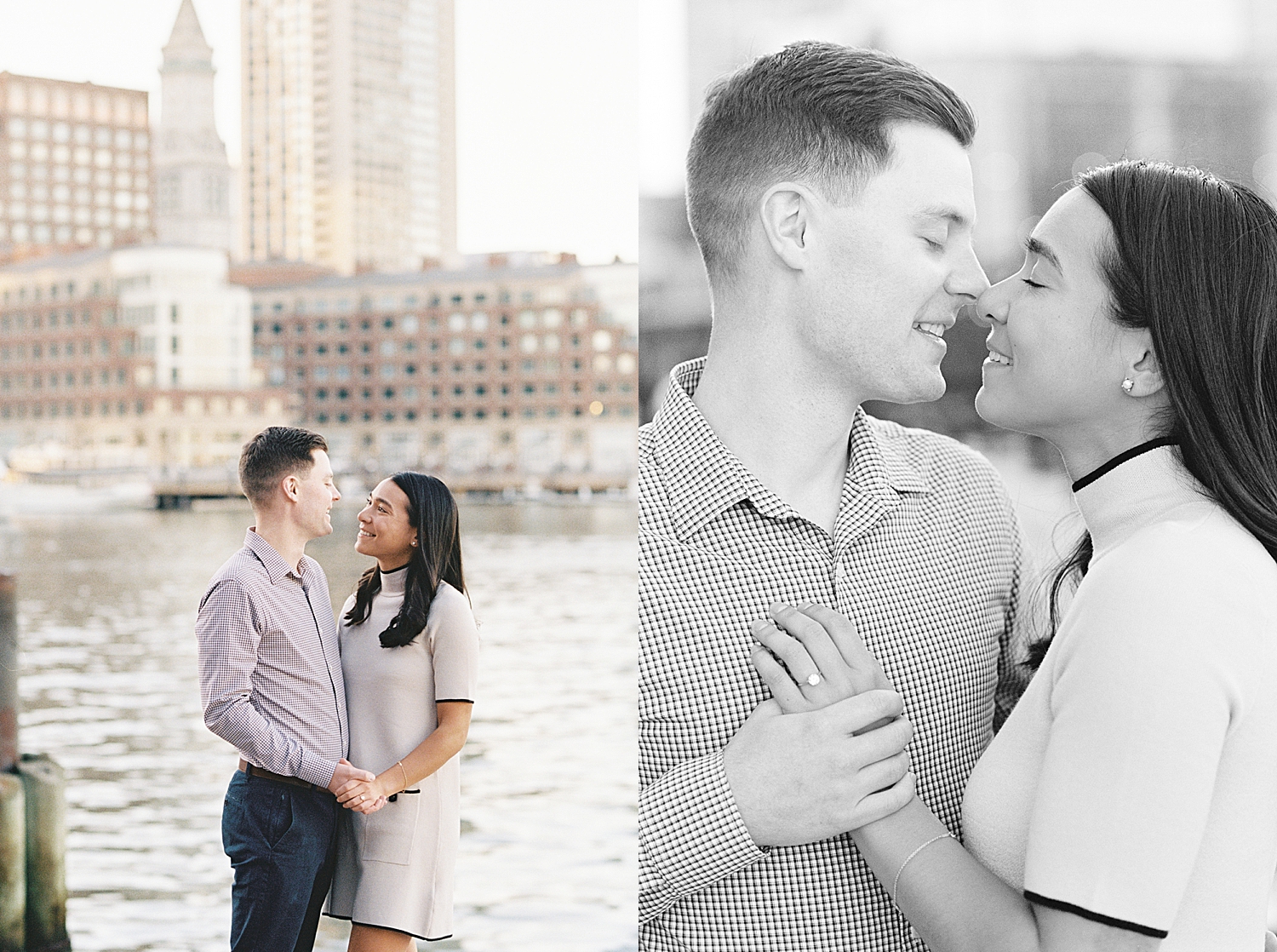 woman and man snuggle close together by Boston Wedding Photographer