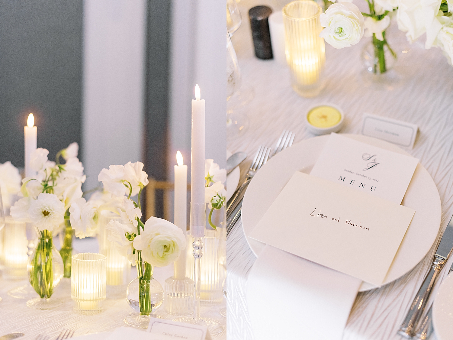 menu on candlelit table at Langham Hotel