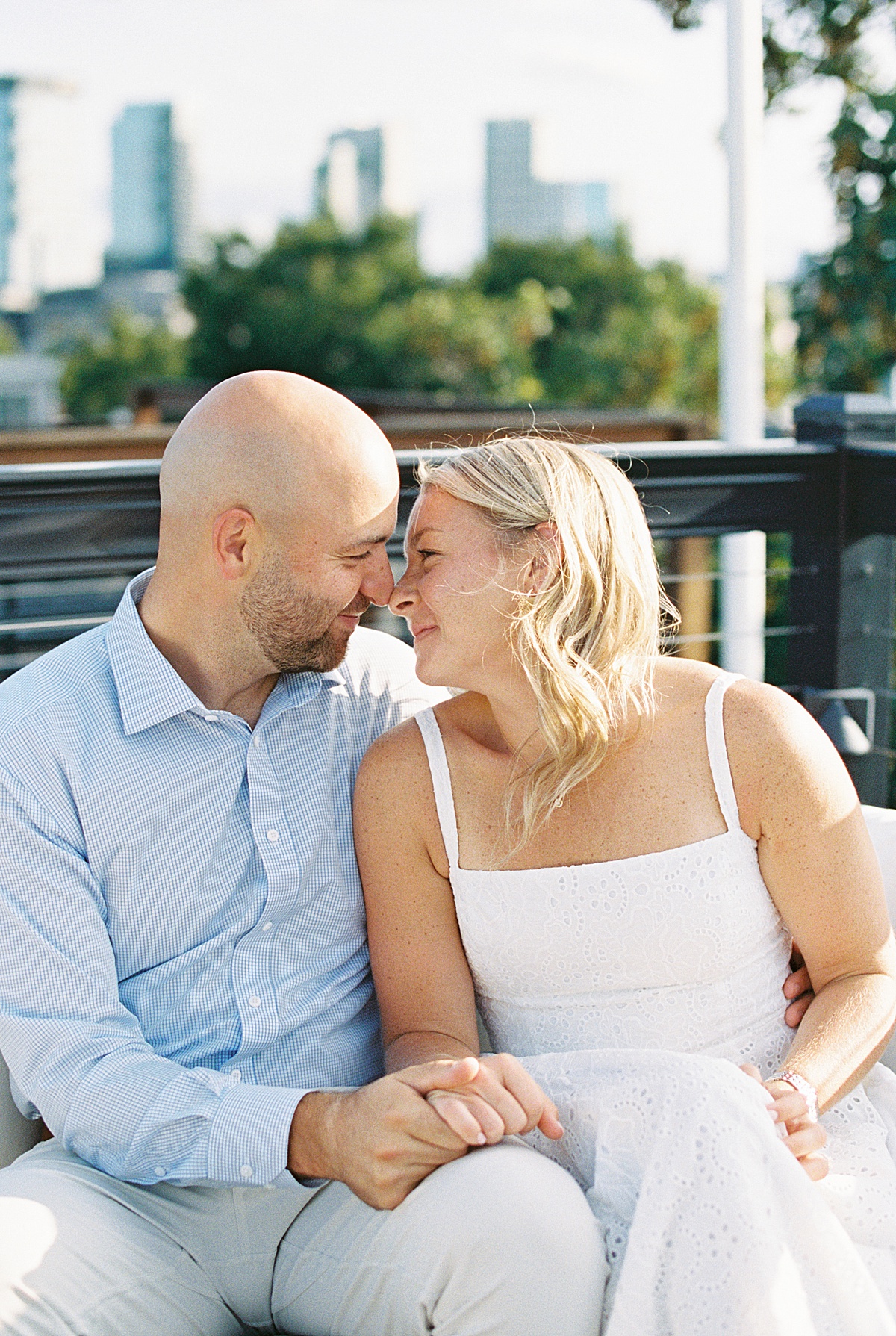 Man and woman share soft smiles together for Lynne Reznick Photography