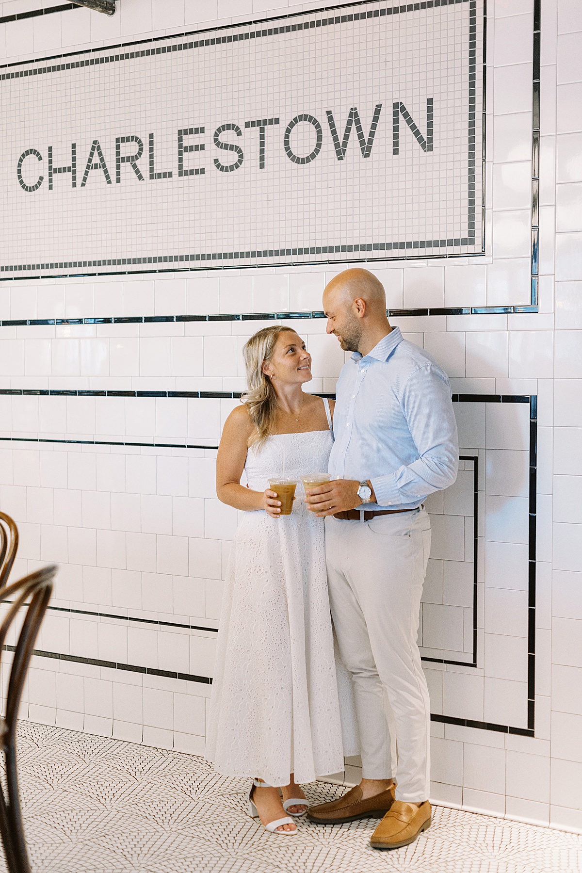 Couple smile at one another for Boston Wedding Photographer