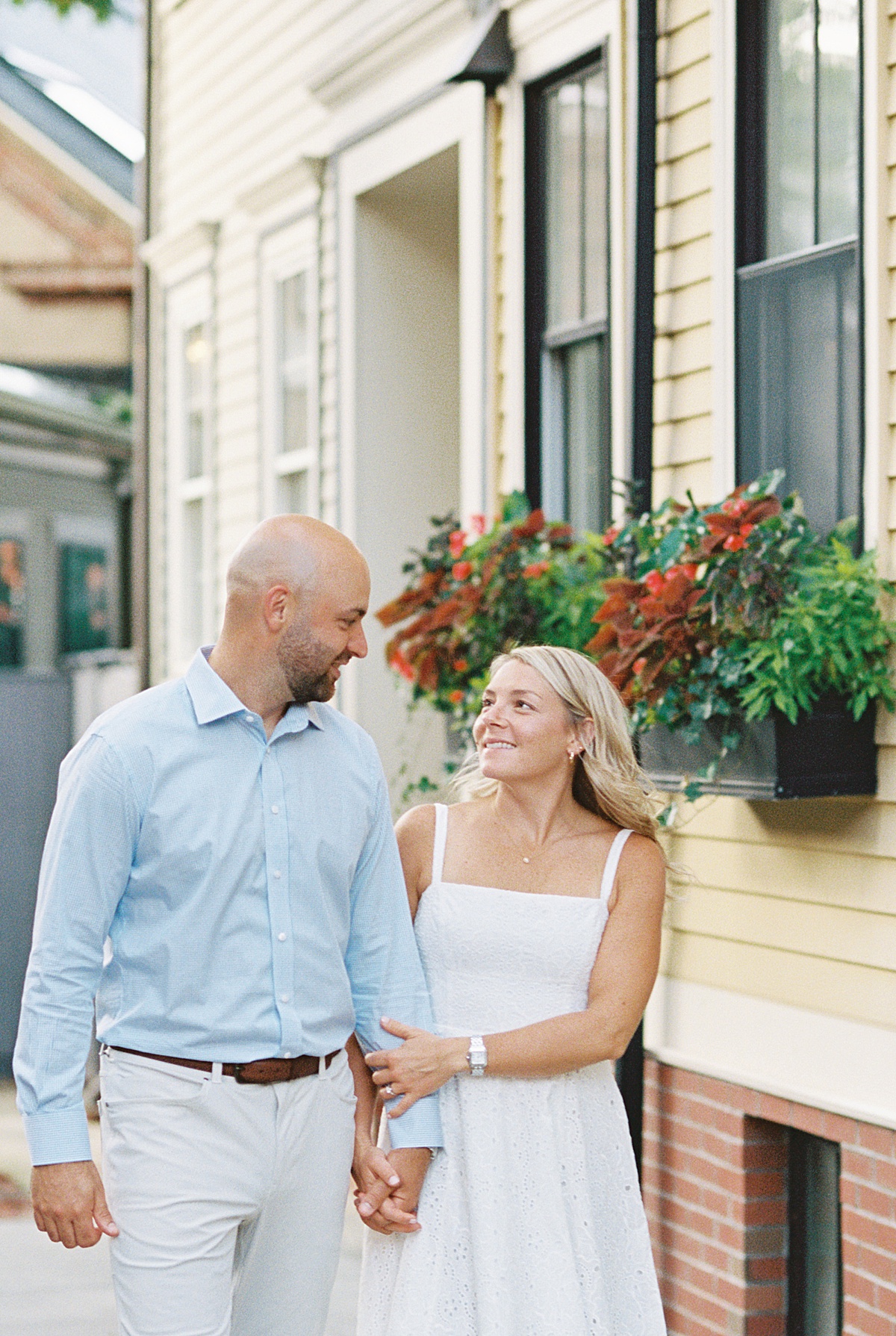 Couple smile at one another for Boston Wedding Photographer