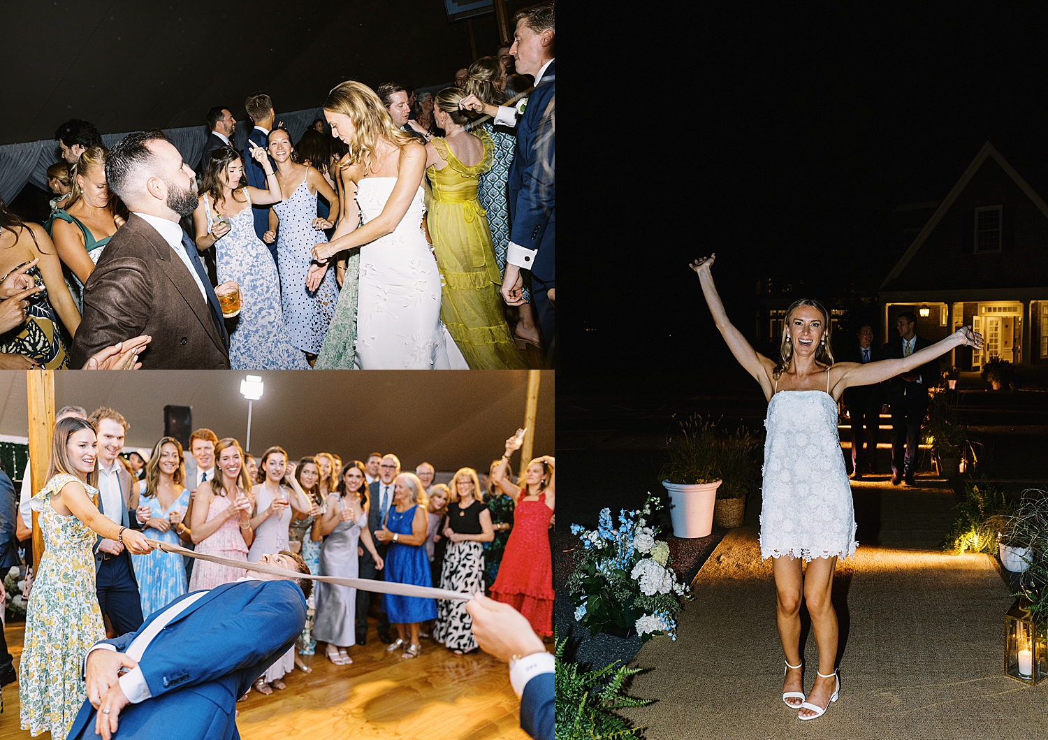 bride shows off change of dress for reception by Lynne Reznick Photography