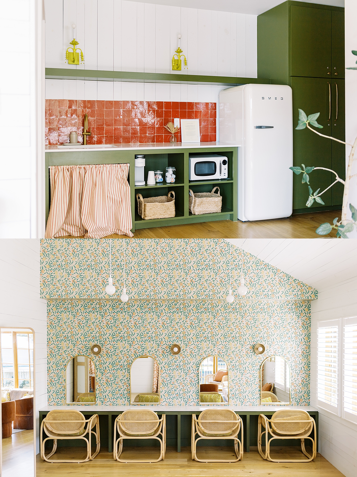 getting ready vanity next to kitchenette by Lynne Reznick Photography
