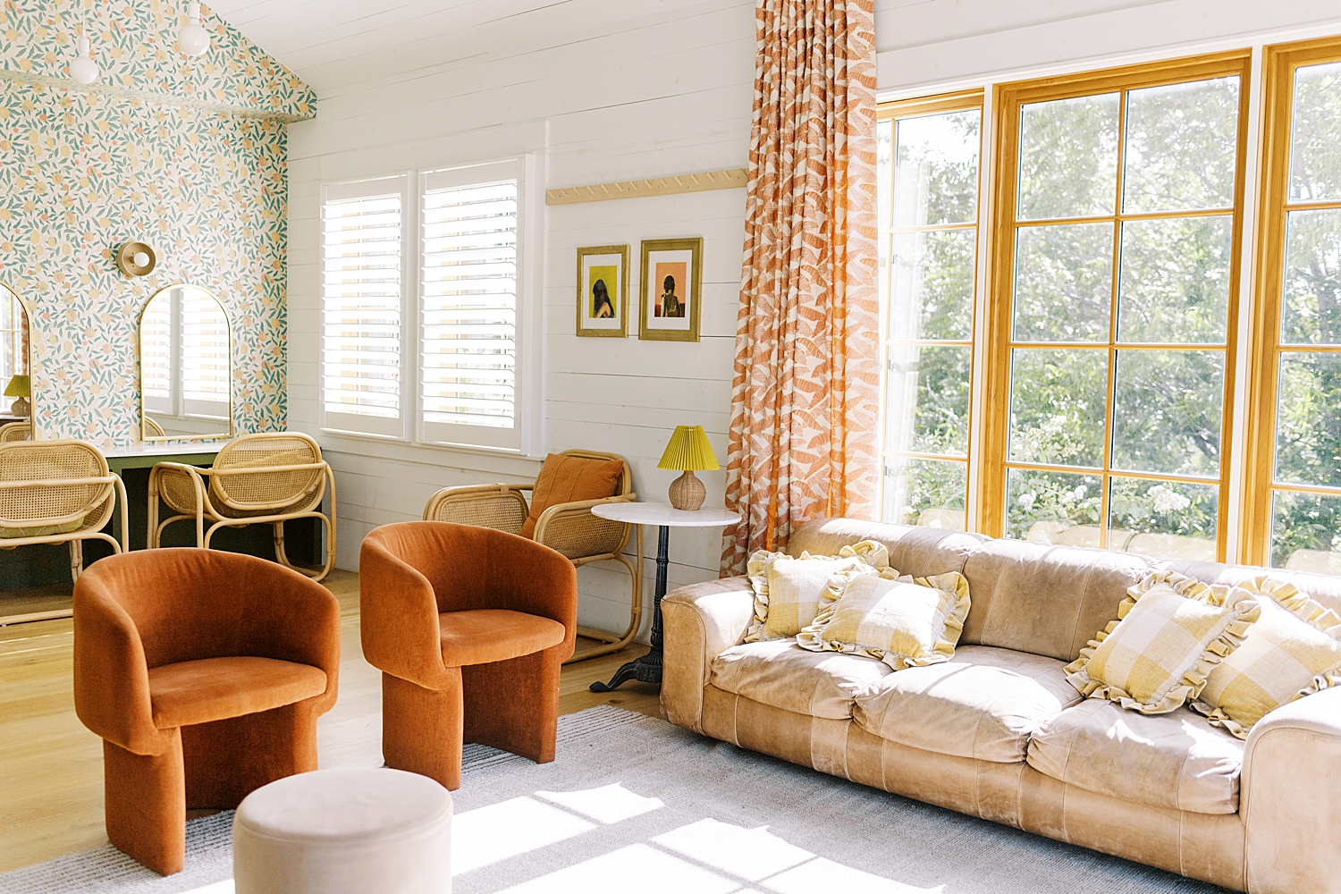 sunlight streams through big windows at Wish Well House venue