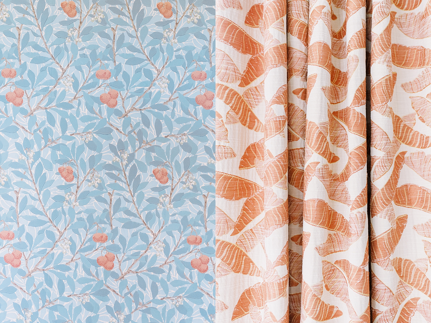 wallpaper and curtains compliment each other by Lynne Reznick Photography