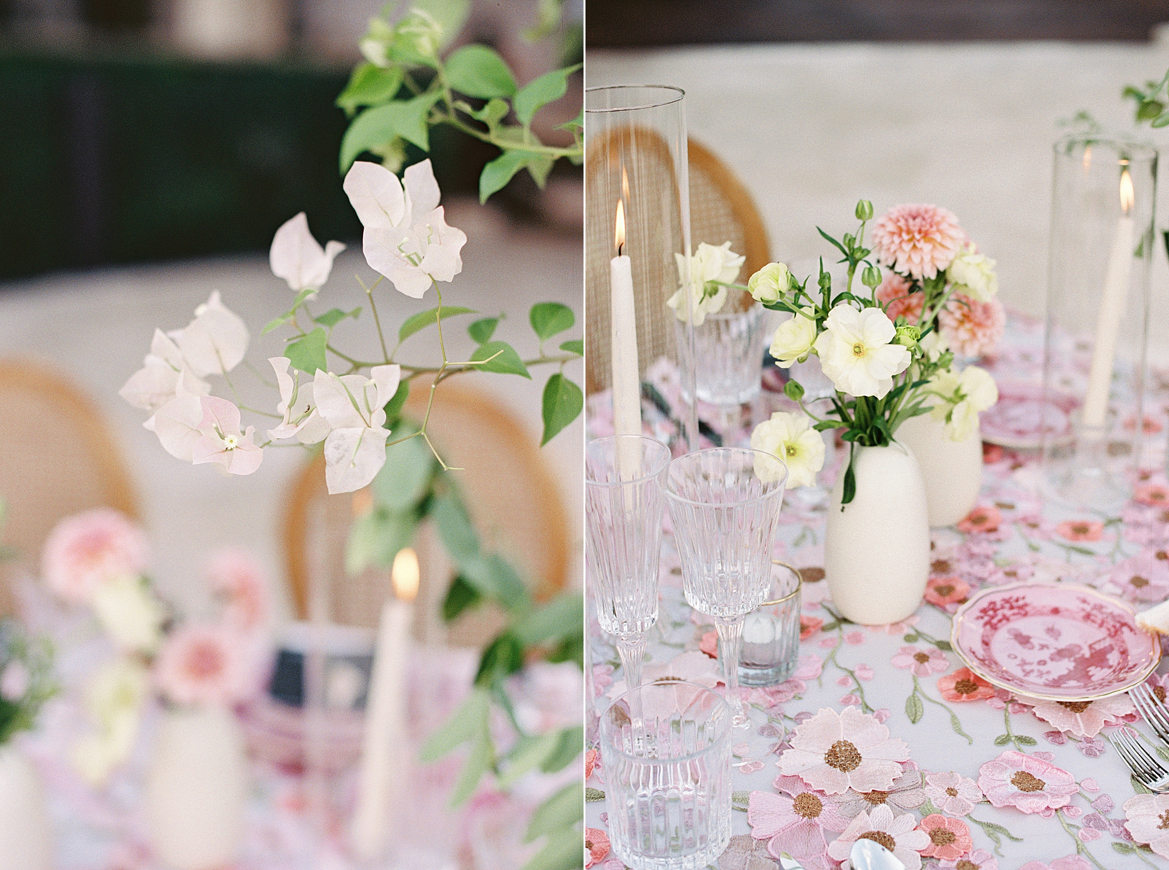 Truth and Blooms flowers in pink and white for Villa Antonia wedding editorial
