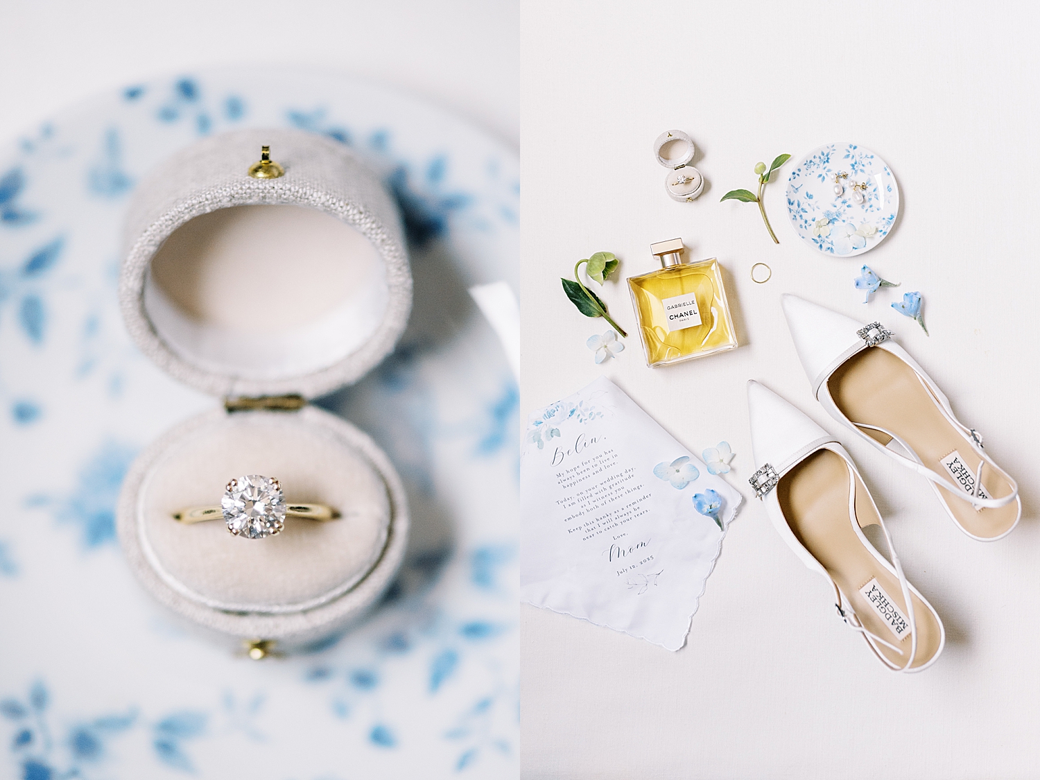 diamond ring in circle box on blue plate at Havard Club of Boston