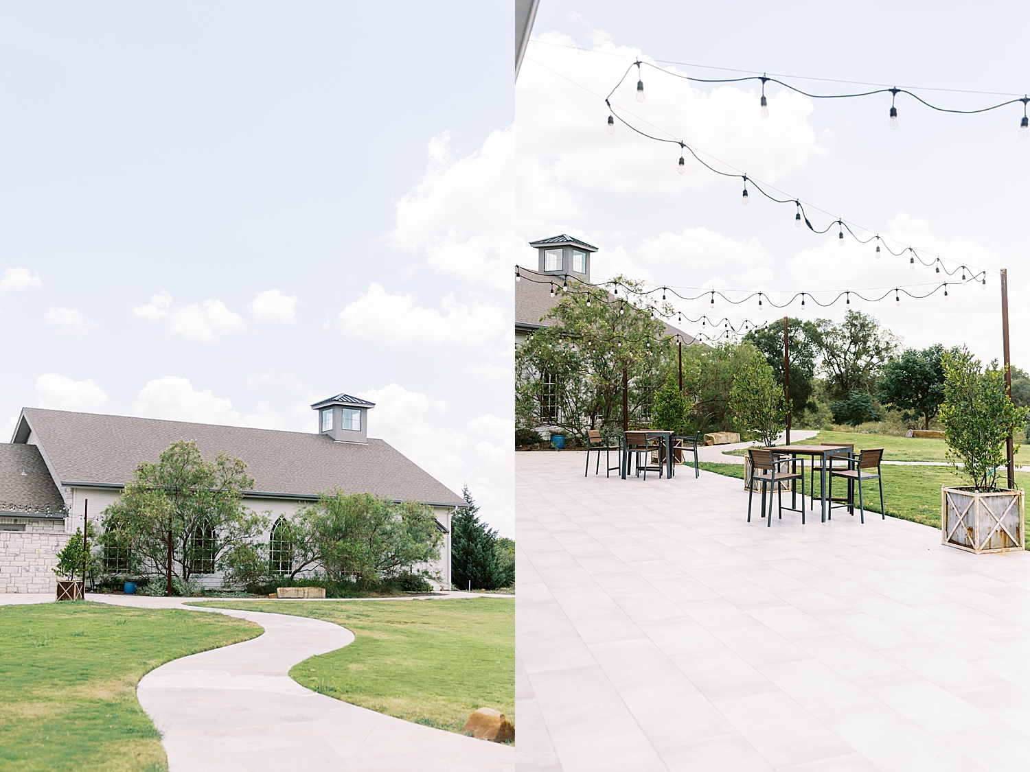 outdoor courtyard under twinkle lights at HighPointe Estate