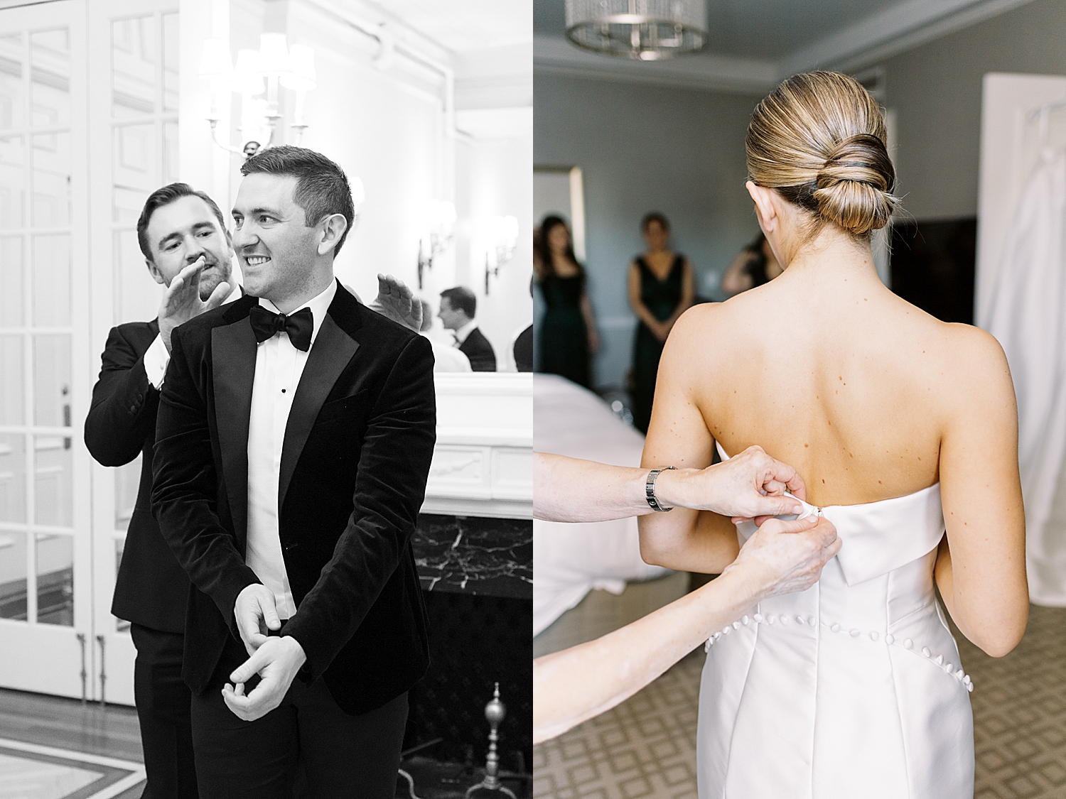 bride and groom get ready in their hotel rooms for big day by Lynne Reznick Photography
