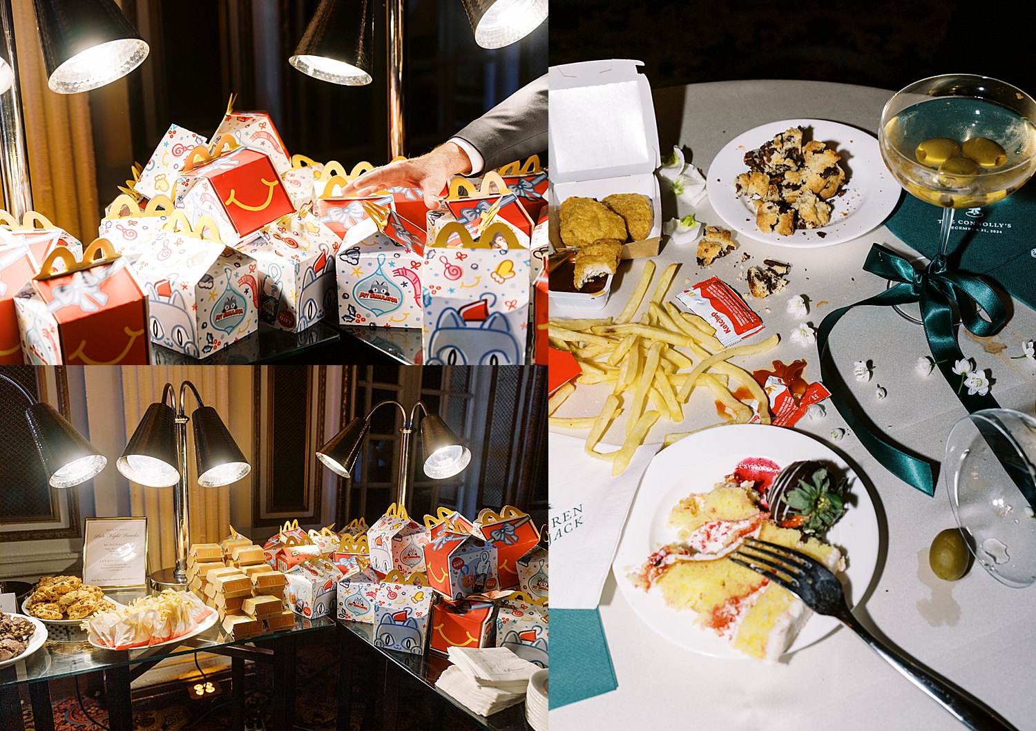 mcdonalds spread scross table for NYE wedding weekend
