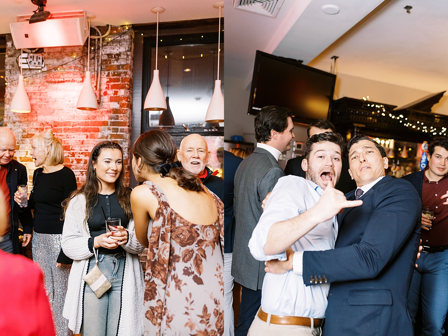 guests mingle and dance during welcome party for NYE wedding weekend