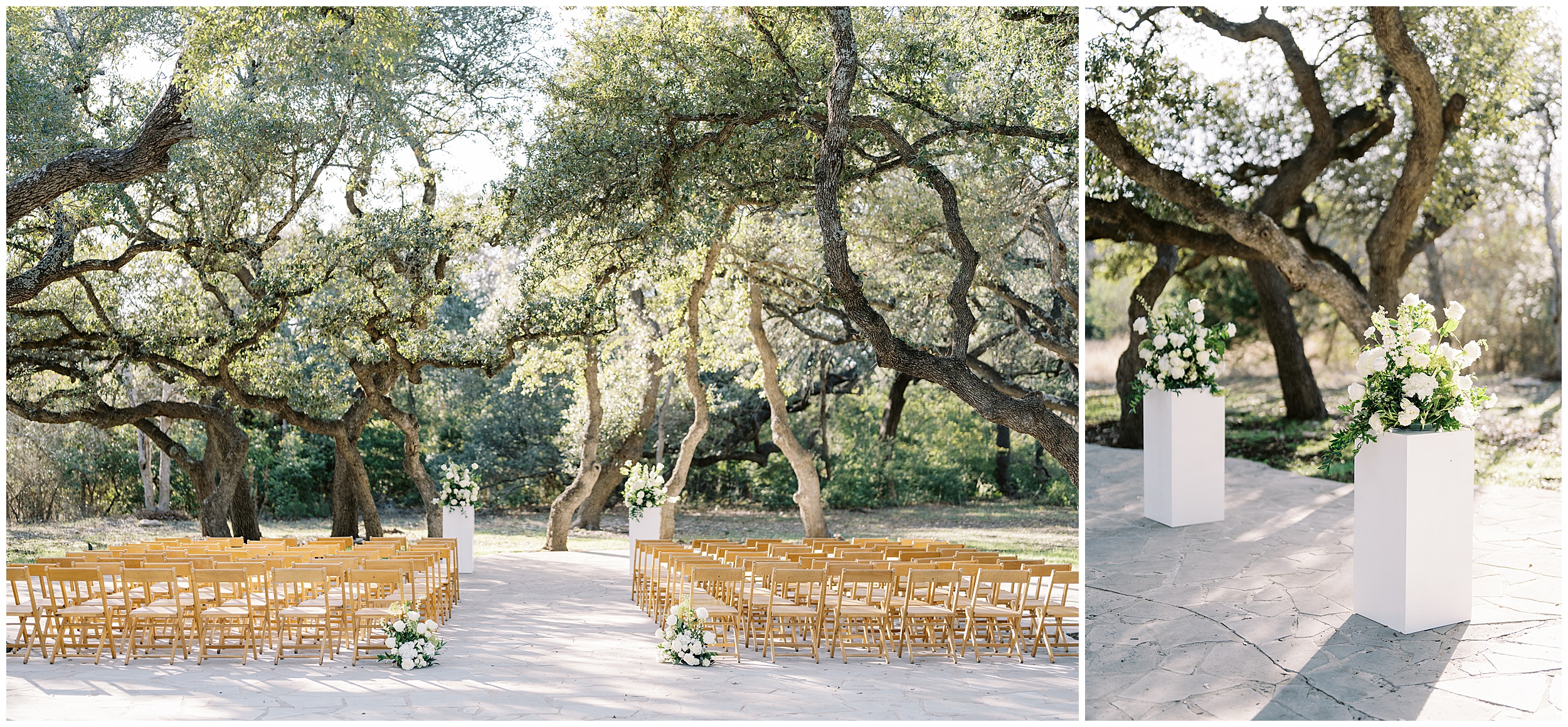 Wide view of ceremony setup in natural landscape at Addison Grove wedding venue
