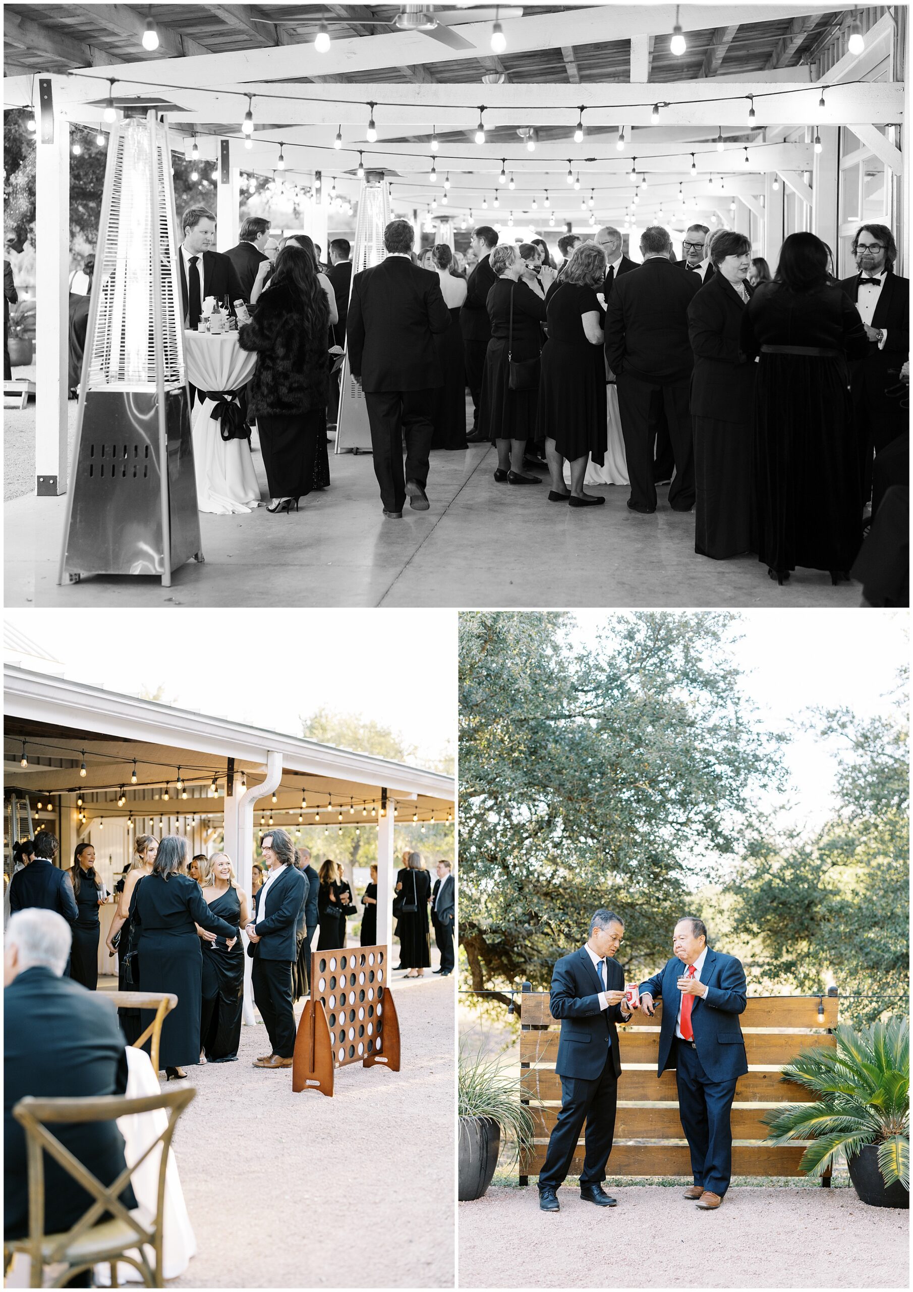 Candid guest moments during sunset cocktail hour at Addison Grove Hill Country