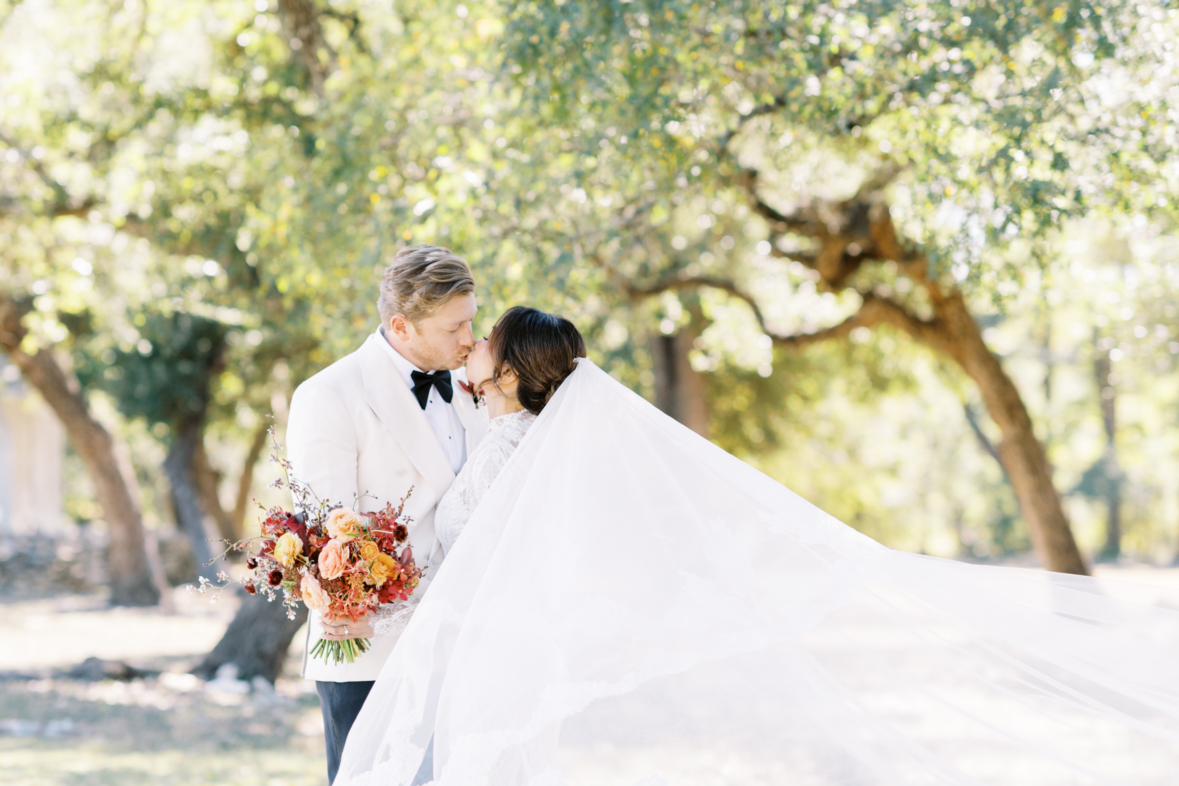 Intimate moment between couple during first look at Addison Grove Austin wedding venue