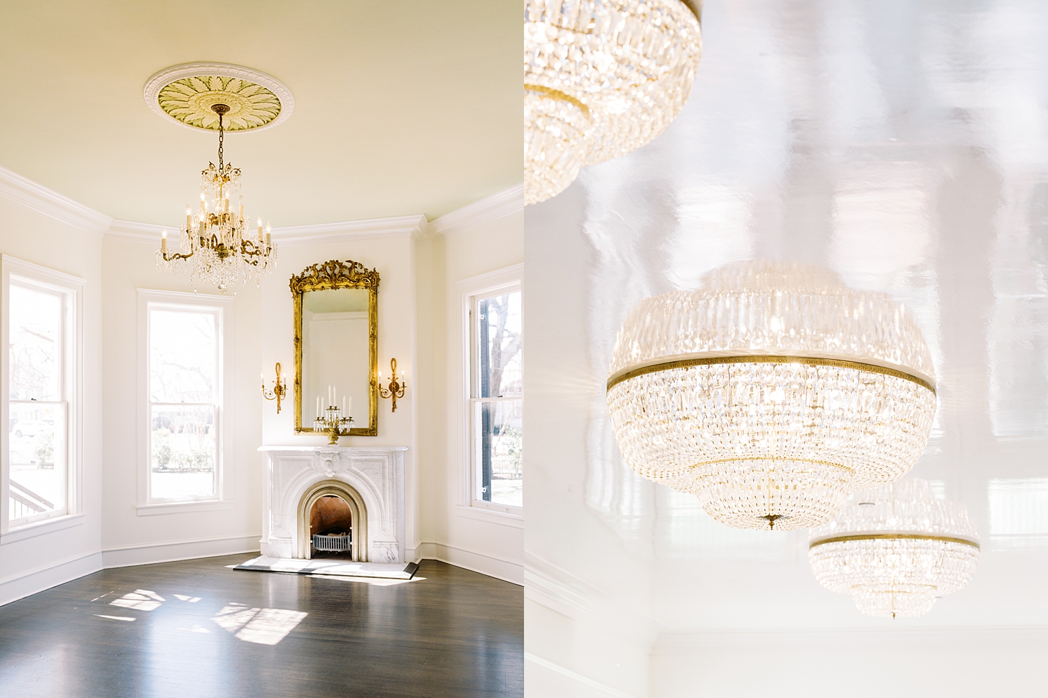 large empty room with fireplace at Woodbine Mansion